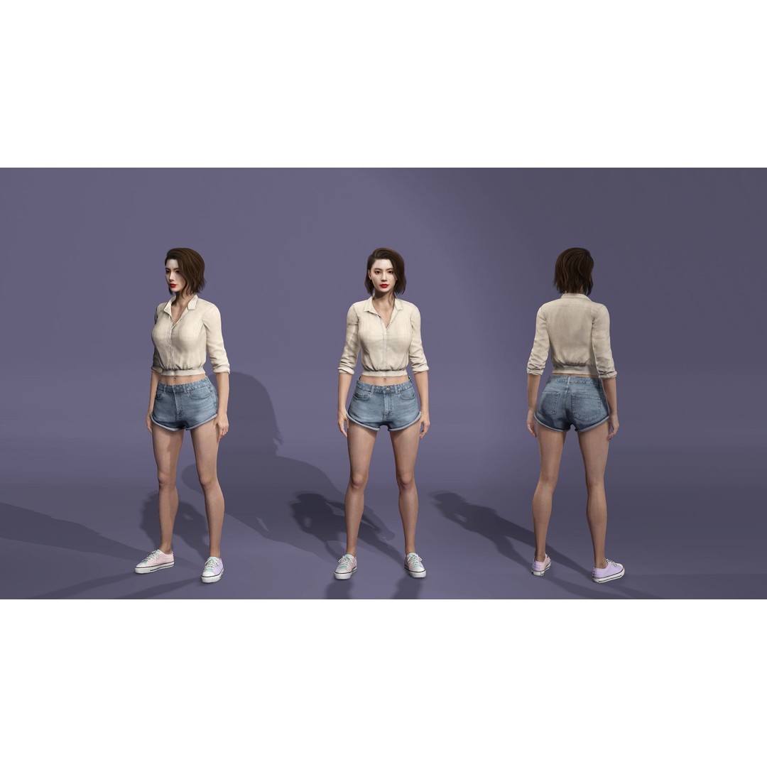 Realistic Korean Female Model 3D Model – Rigged Runway Walk Animation, FBX - View 7