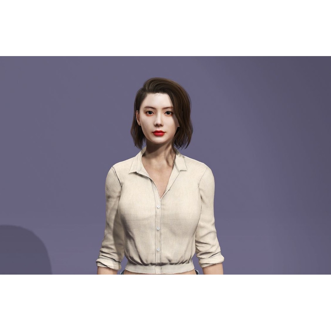 Realistic Korean Female Model 3D Model – Rigged Runway Walk Animation, FBX - View 8