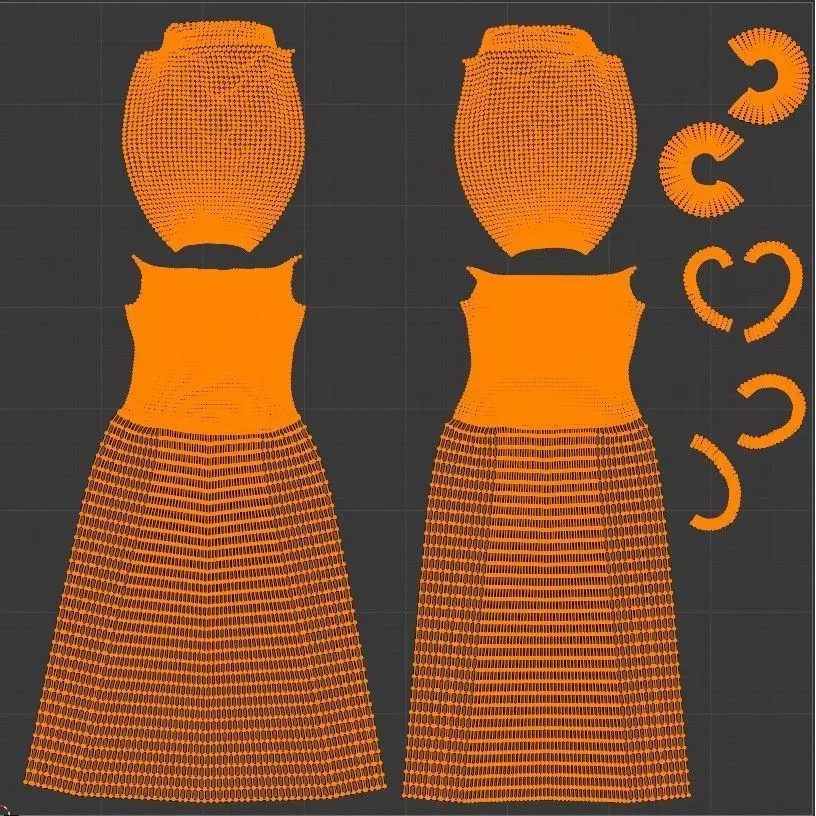Dress 3D Model – Neon Glitch Style, Low Poly Game Asset, FBX