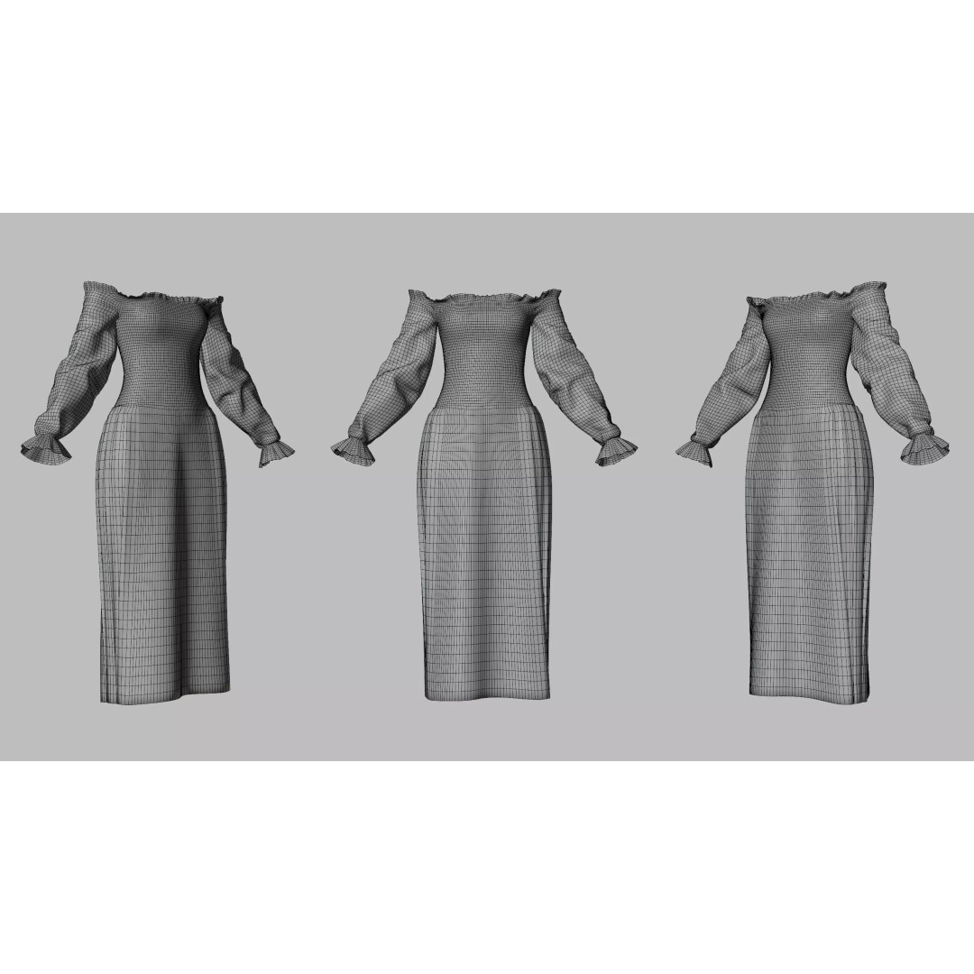 Dress 3D Model – Neon Glitch Style, Low Poly Game Asset, FBX - View 13