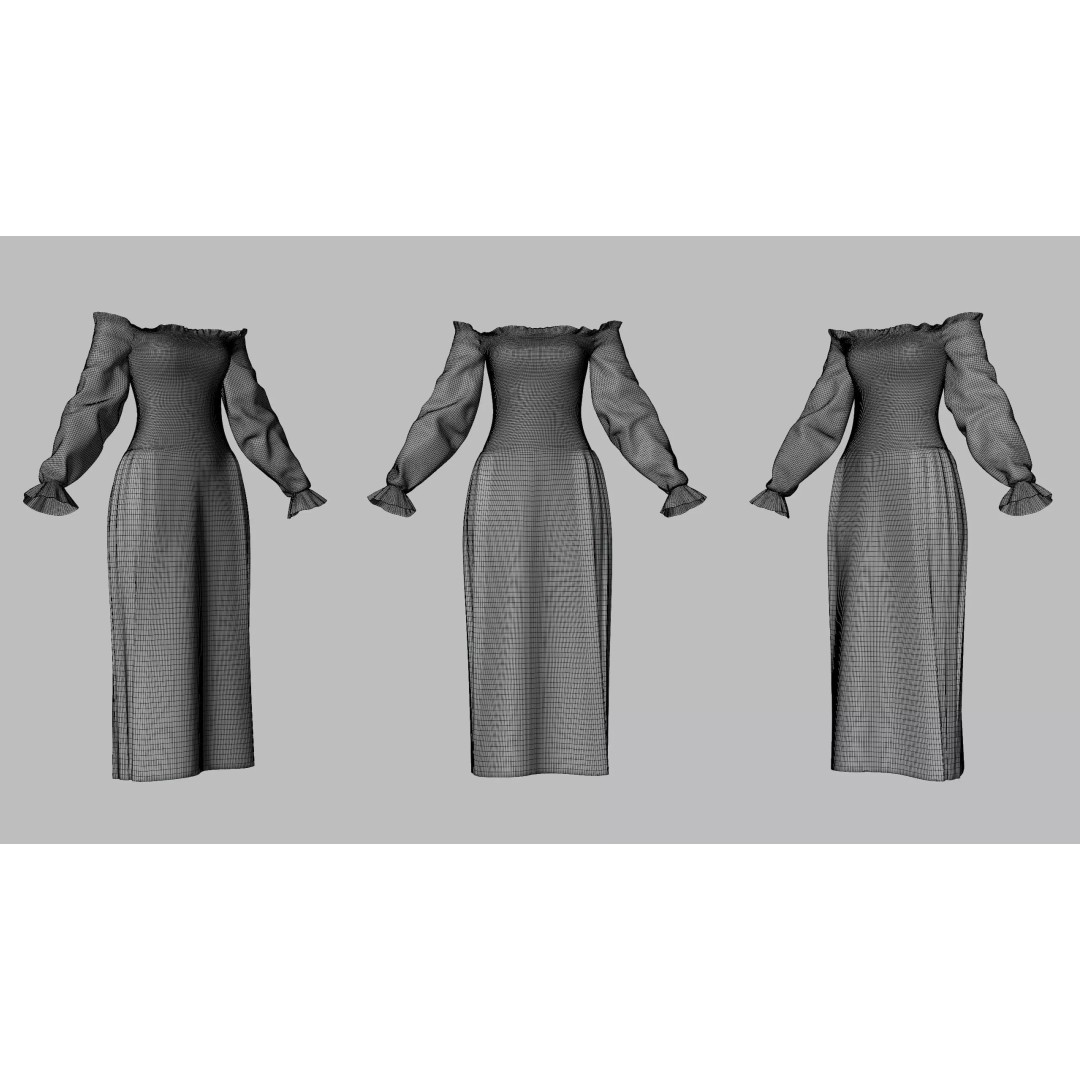Dress 3D Model – Neon Glitch Style, Low Poly Game Asset, FBX - View 3
