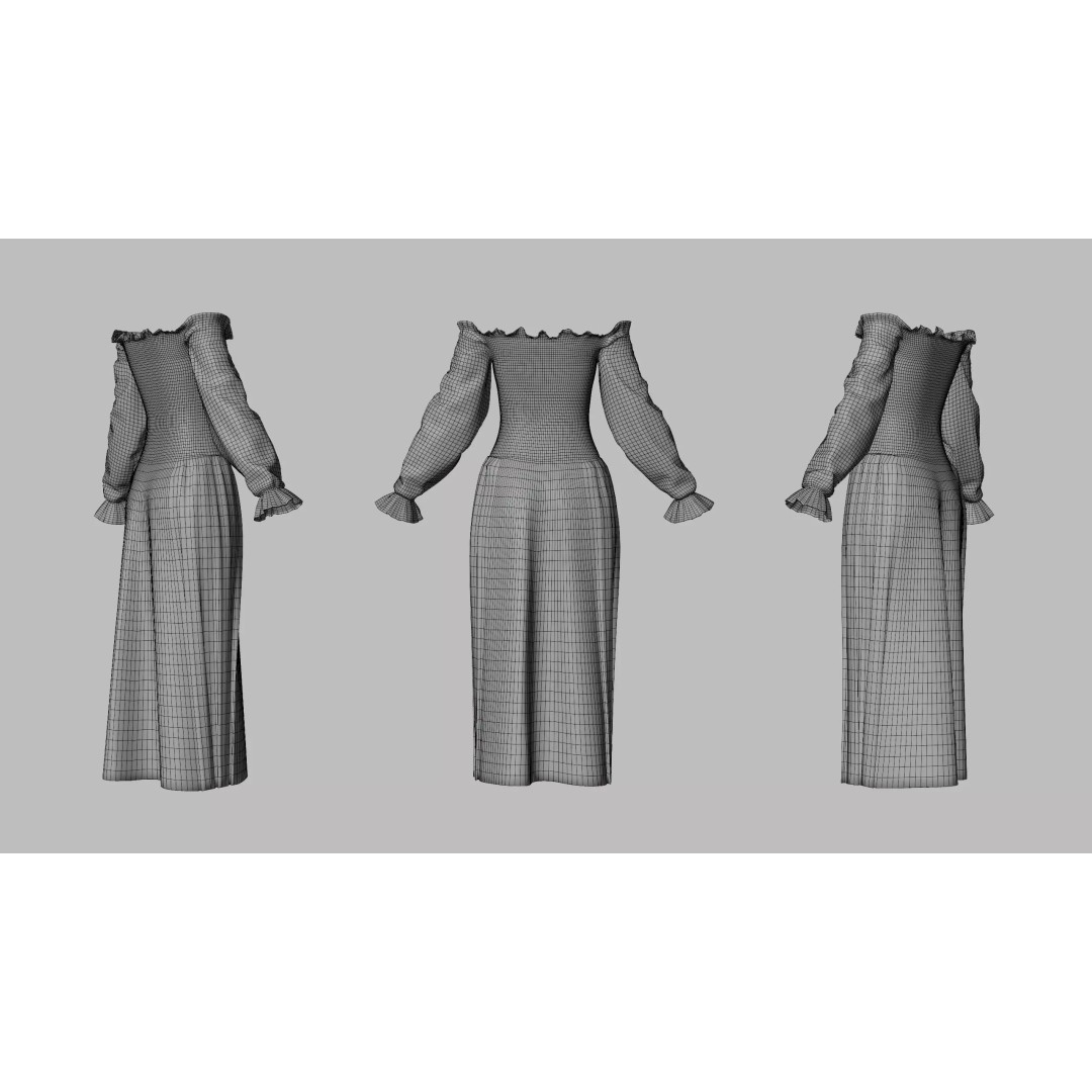 Dress 3D Model – Neon Glitch Style, Low Poly Game Asset, FBX - View 4