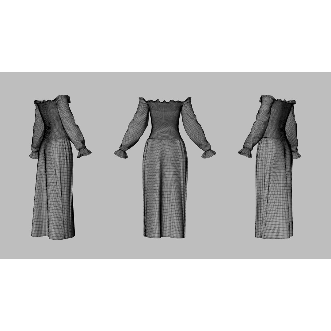 Dress 3D Model – Neon Glitch Style, Low Poly Game Asset, FBX - View 5