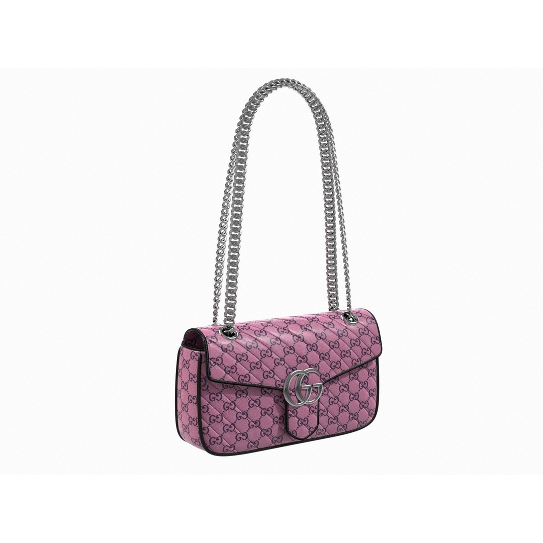 Gucci GG Marmont Bag 3D Model – Low Poly Fashion Asset, FBX - View 3
