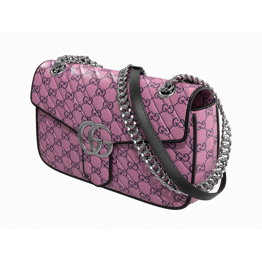 Gucci GG Marmont Bag 3D Model – Low Poly Fashion Asset, FBX - View 4