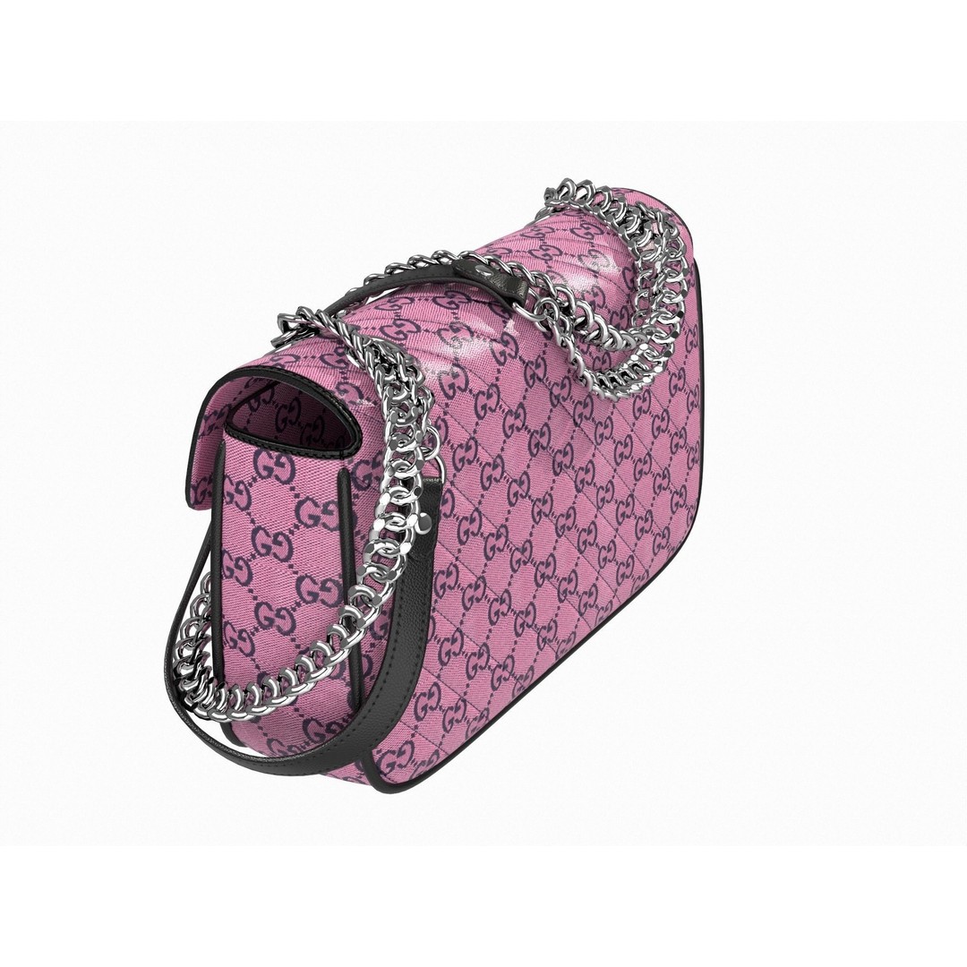 Gucci GG Marmont Bag 3D Model – Low Poly Fashion Asset, FBX - View 7