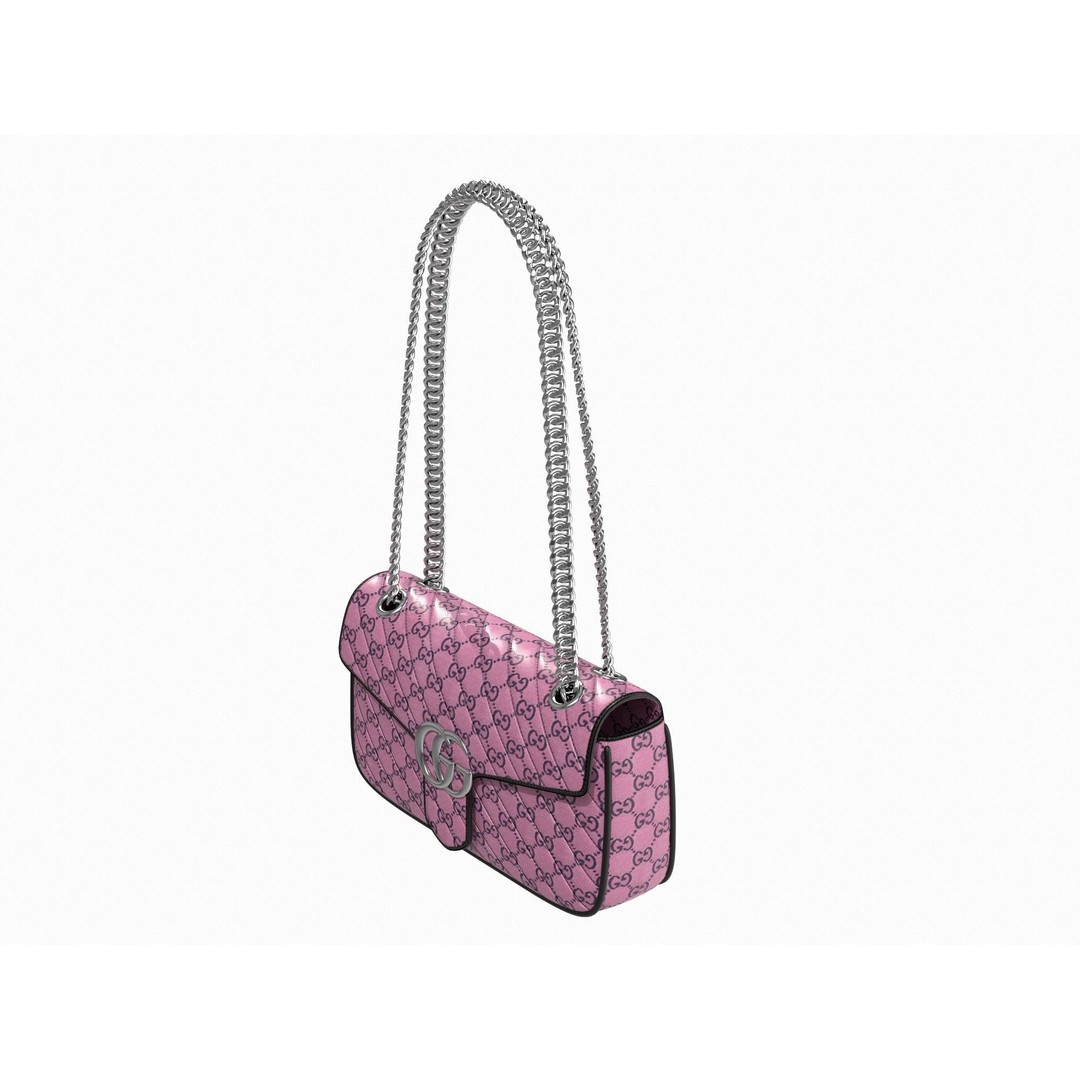 Gucci GG Marmont Bag 3D Model – Low Poly Fashion Asset, FBX - View 9