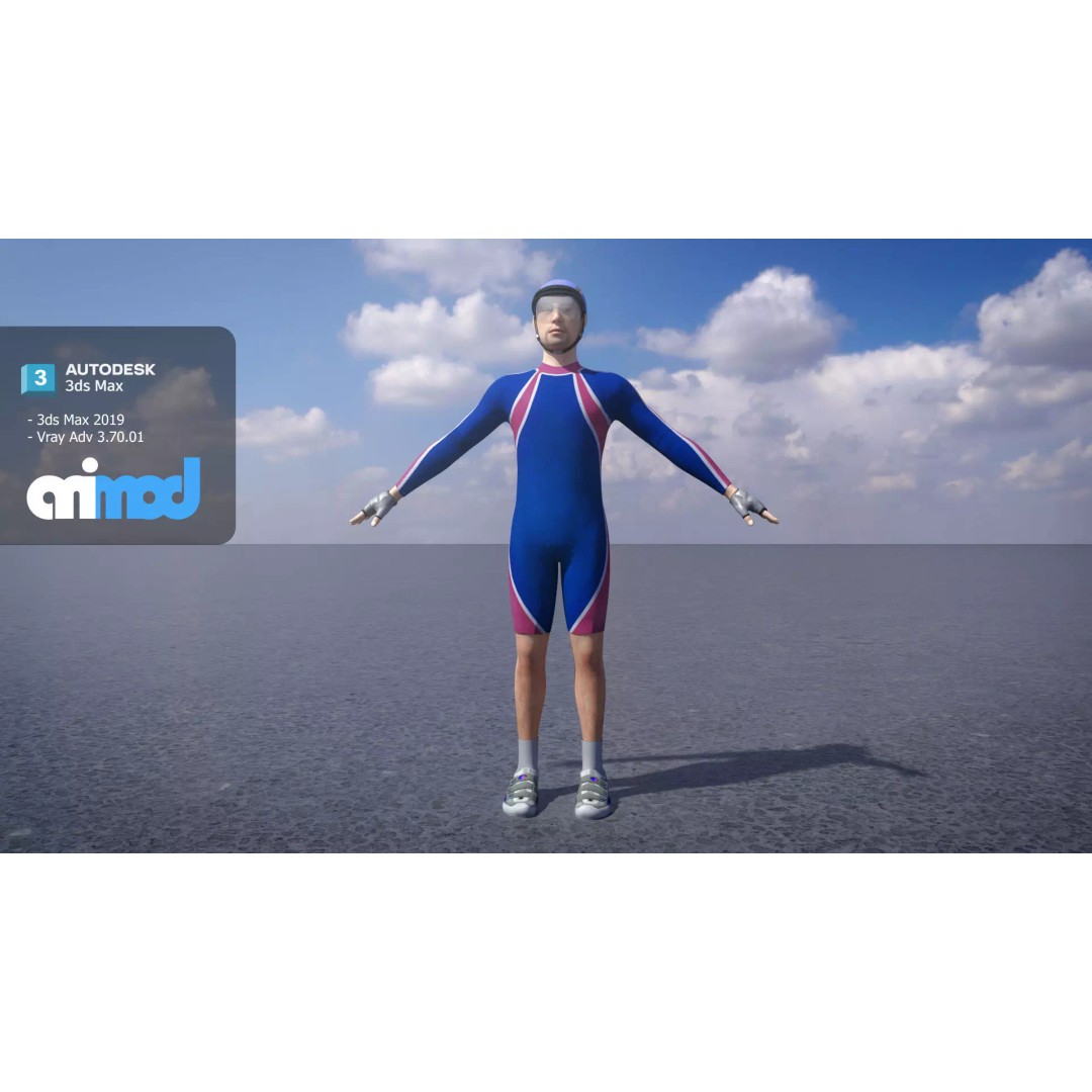 Male Cyclist 3D Model – Rigged Game-Ready Character, FBX - View 2