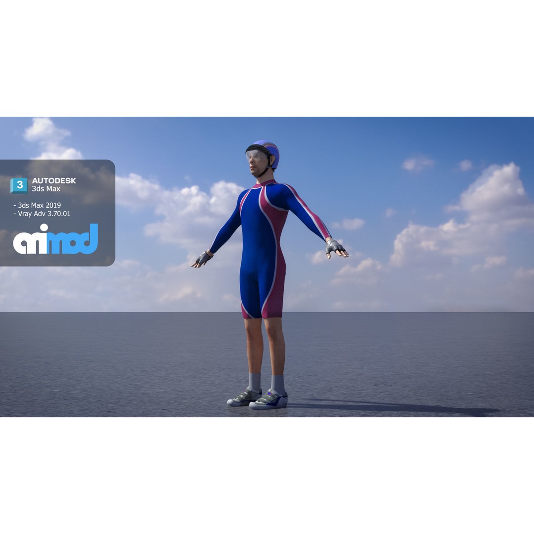 Male Cyclist 3D Model – Rigged Game-Ready Character, FBX - View 3