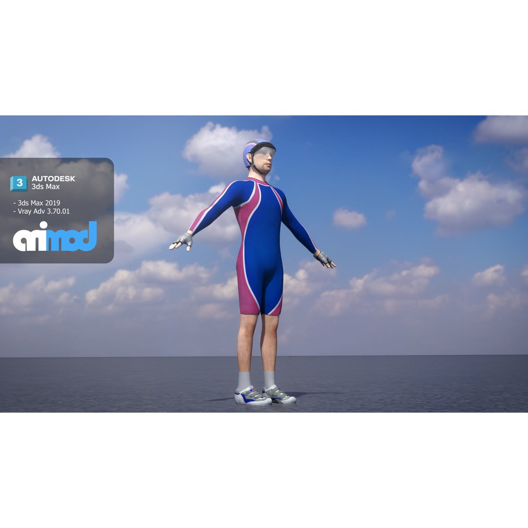 Male Cyclist 3D Model – Rigged Game-Ready Character, FBX - View 4