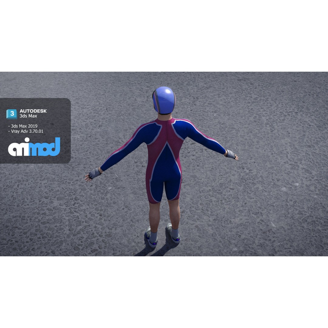 Male Cyclist 3D Model – Rigged Game-Ready Character, FBX - View 6