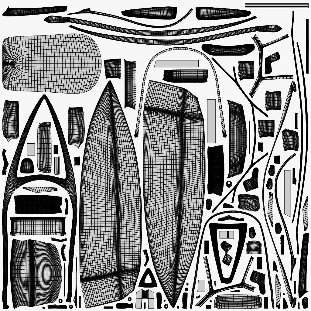 Speed Boat with Blue Accents - Game-Ready 3D Model