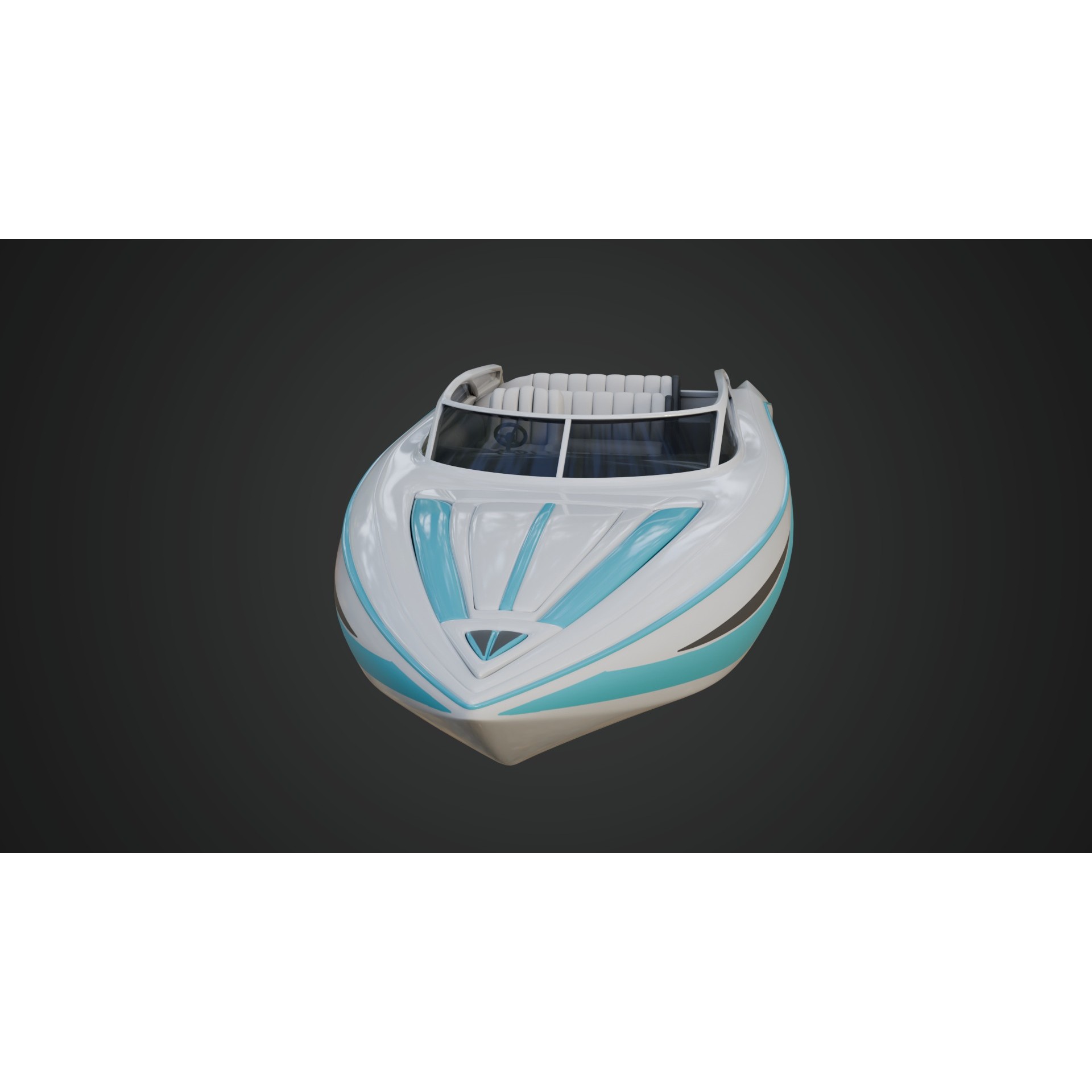 Speed Boat with Blue Accents - Game-Ready 3D Model - View 11
