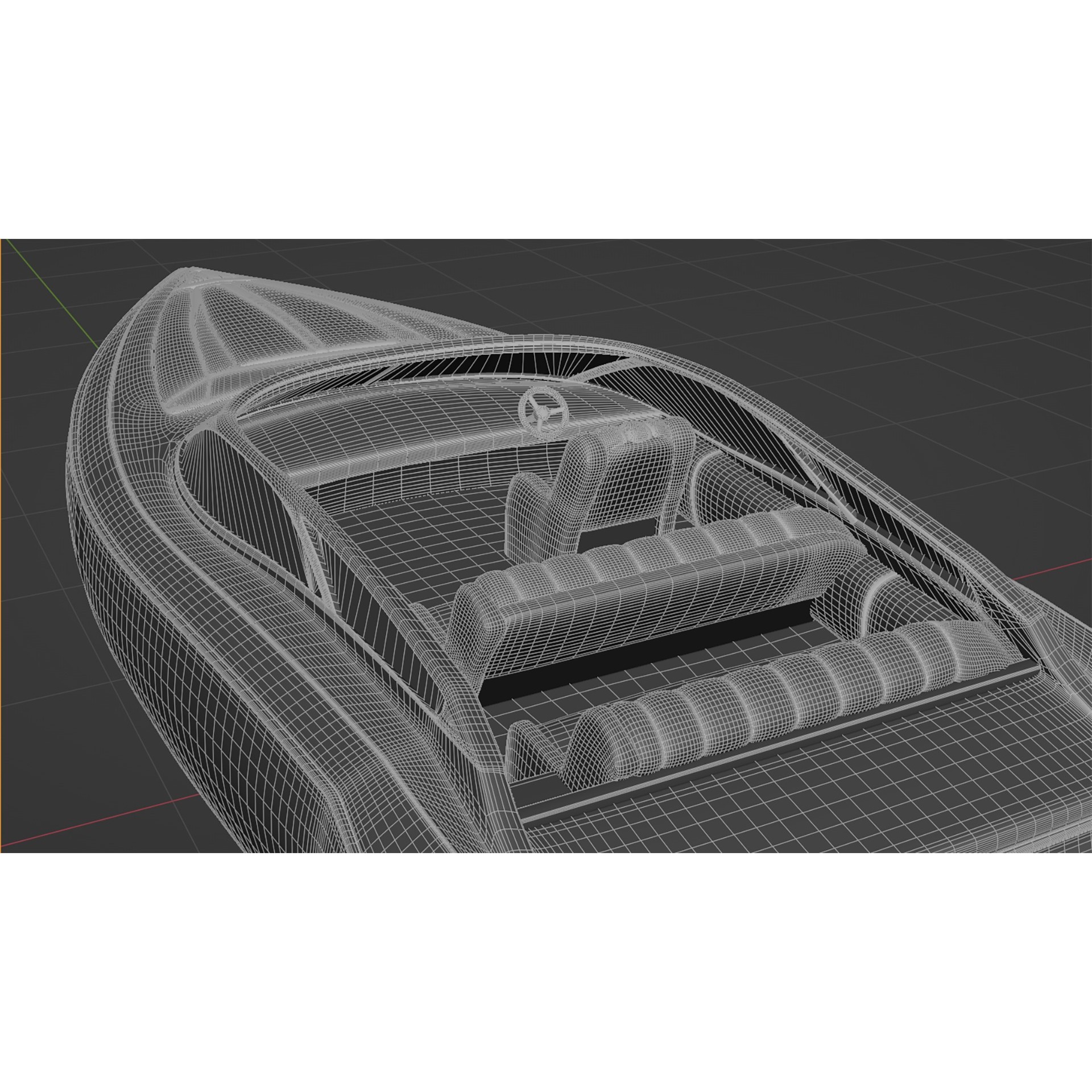 Speed Boat with Blue Accents - Game-Ready 3D Model - View 12