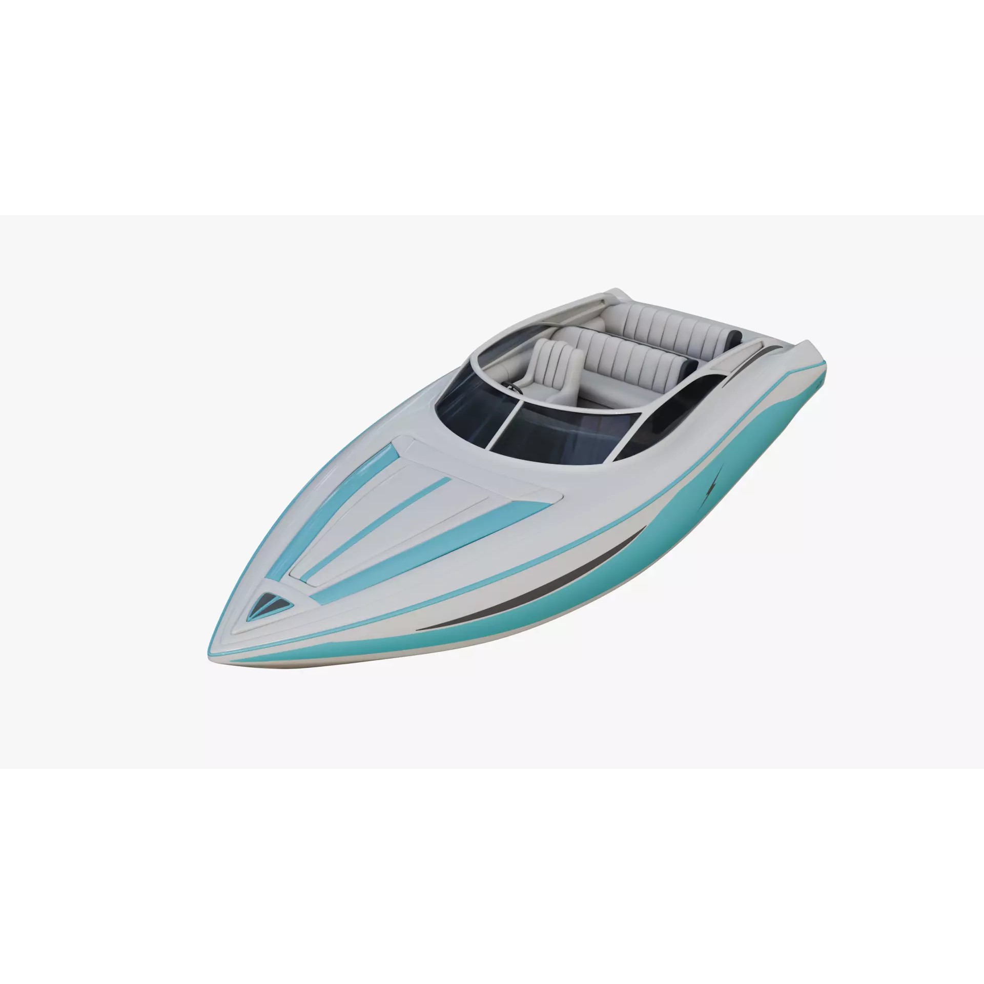 Speed Boat with Blue Accents - Game-Ready 3D Model - View 2