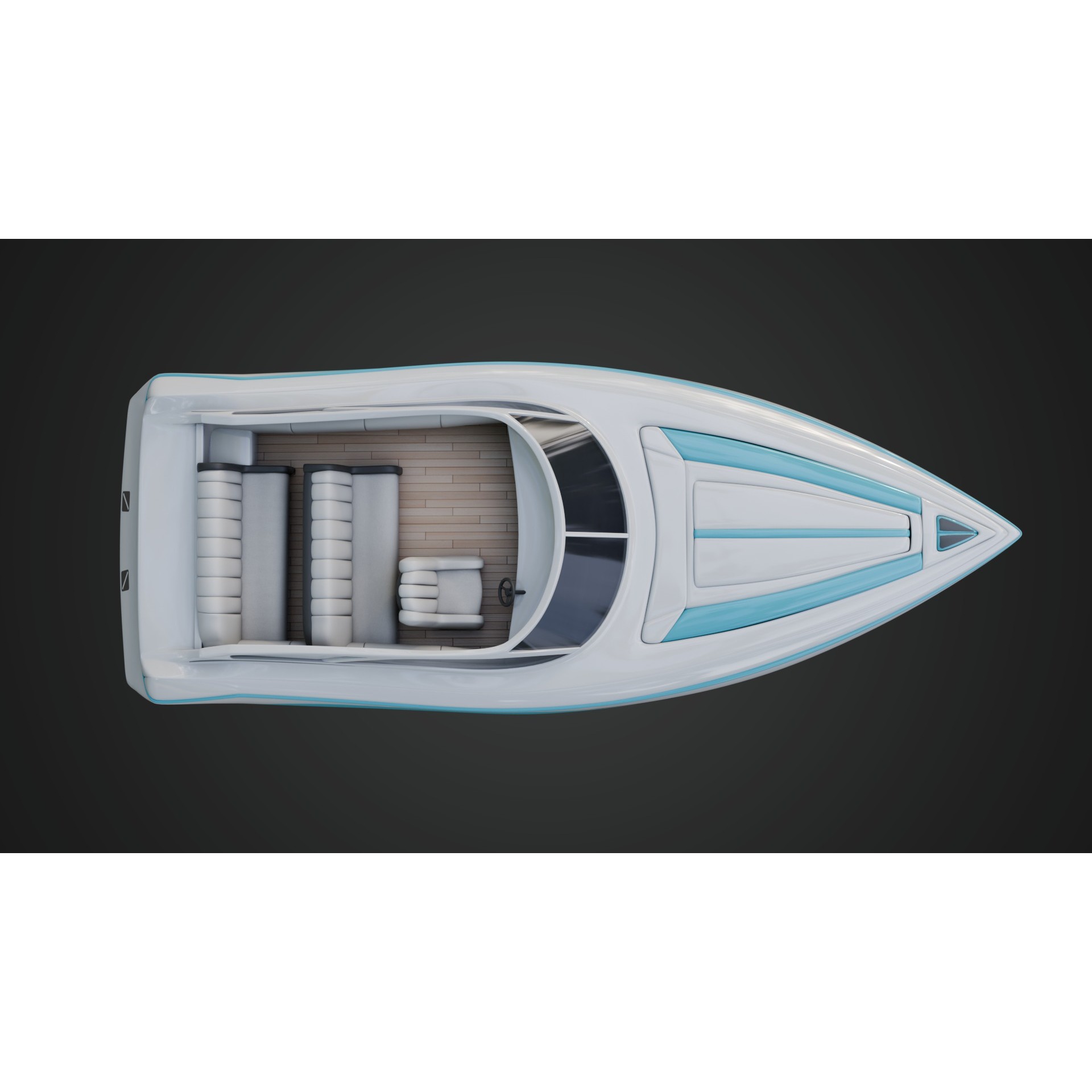 Speed Boat with Blue Accents - Game-Ready 3D Model - View 6