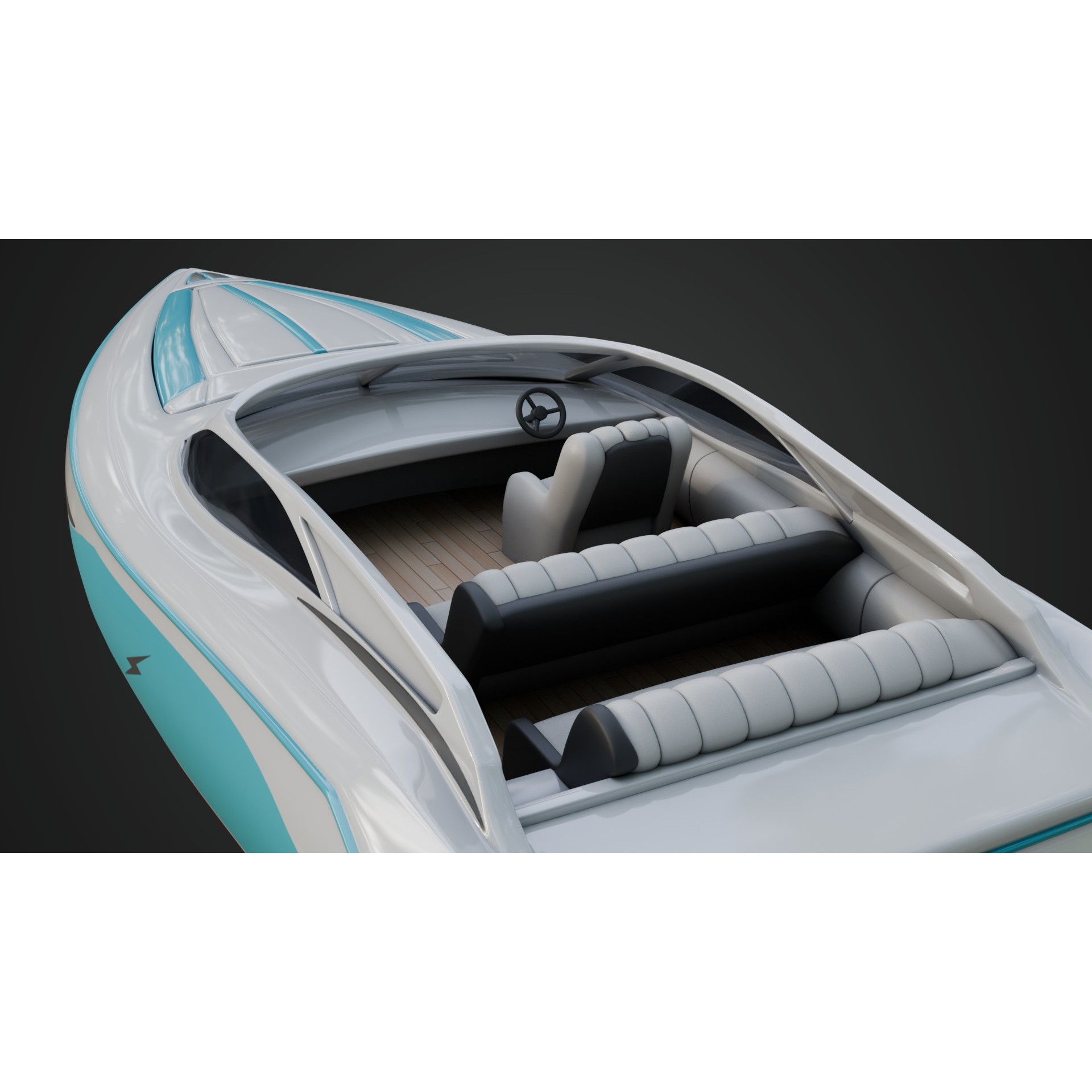 Speed Boat with Blue Accents - Game-Ready 3D Model - View 7
