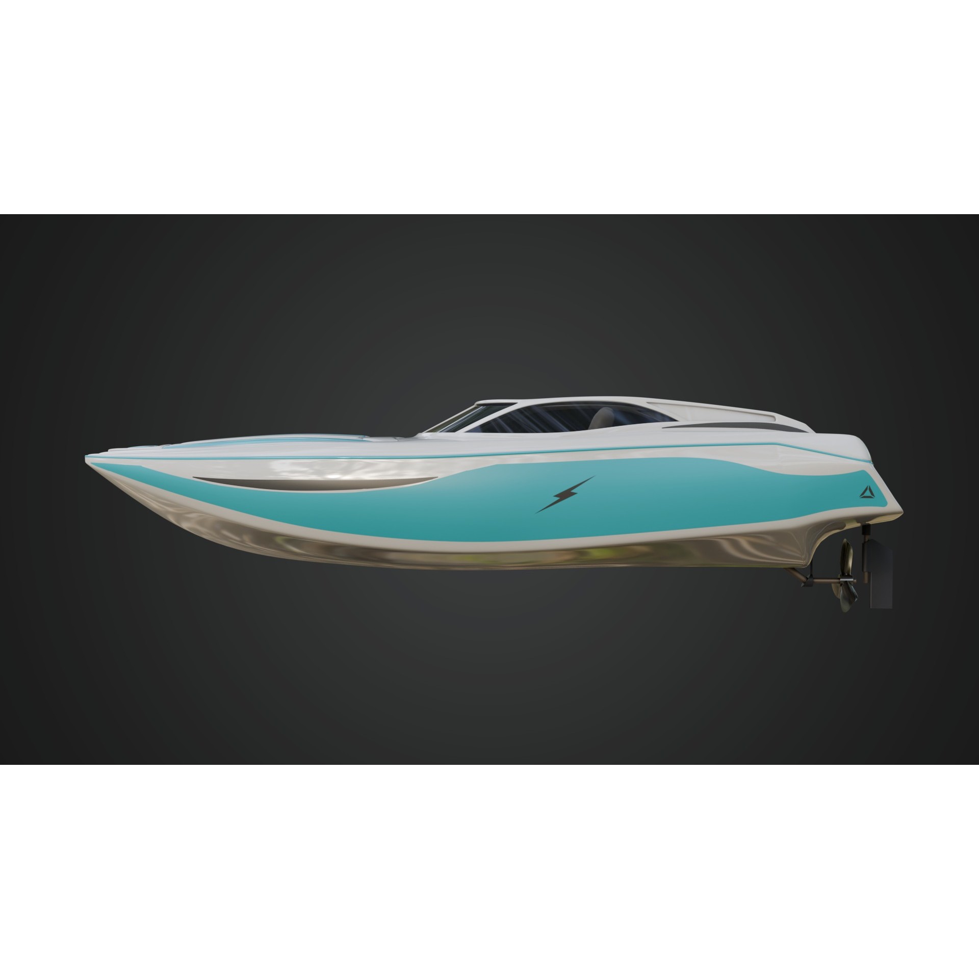 Speed Boat with Blue Accents - Game-Ready 3D Model - View 8