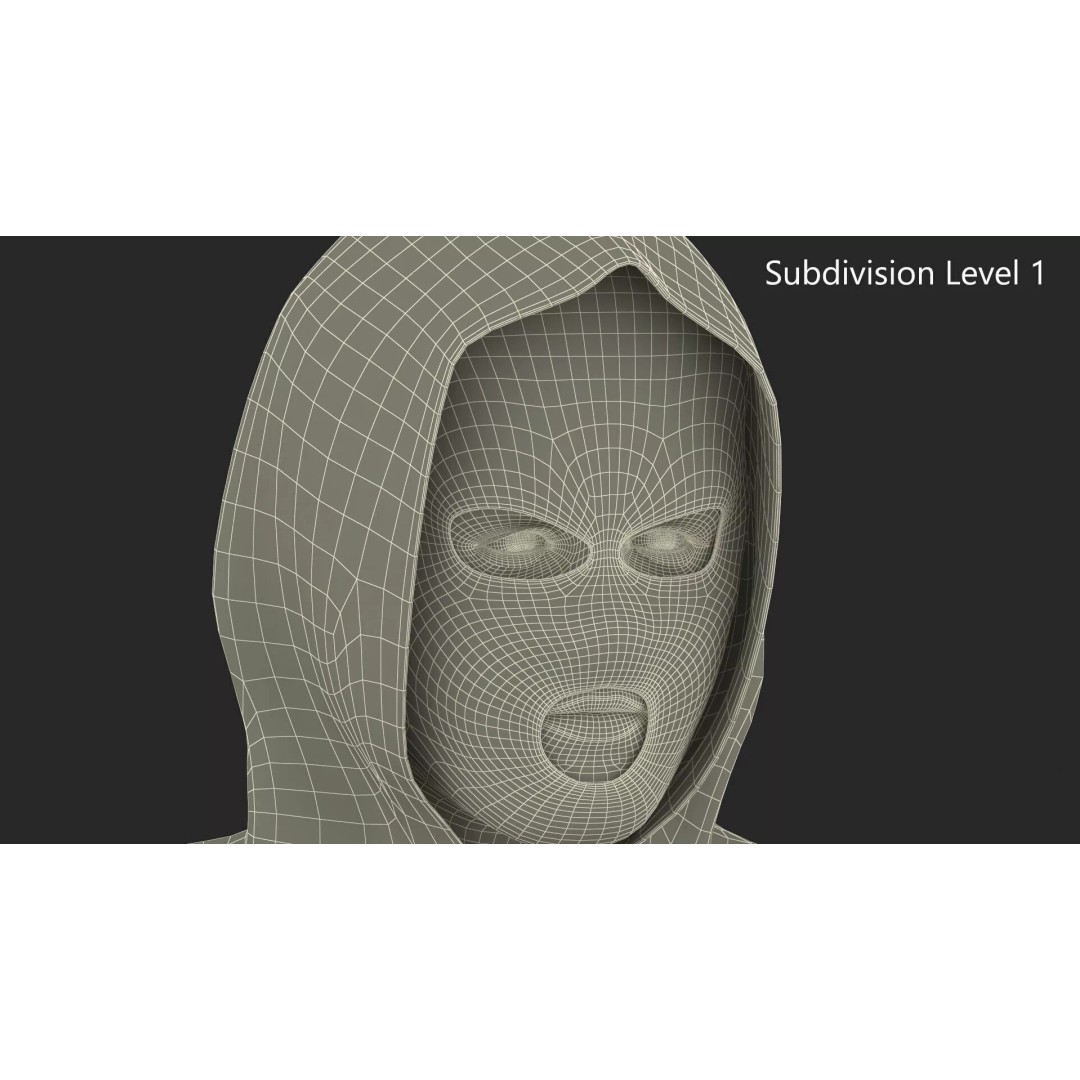 Masked Burglar Character 3D Model – High Poly Game Asset, PBR - View 14