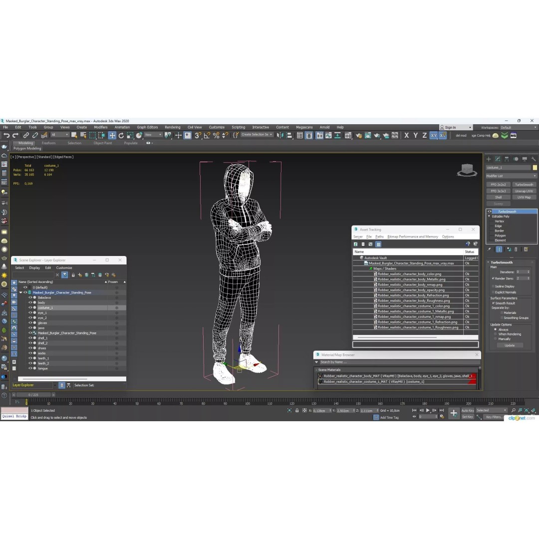 Masked Burglar Character 3D Model – High Poly Game Asset, PBR - View 17