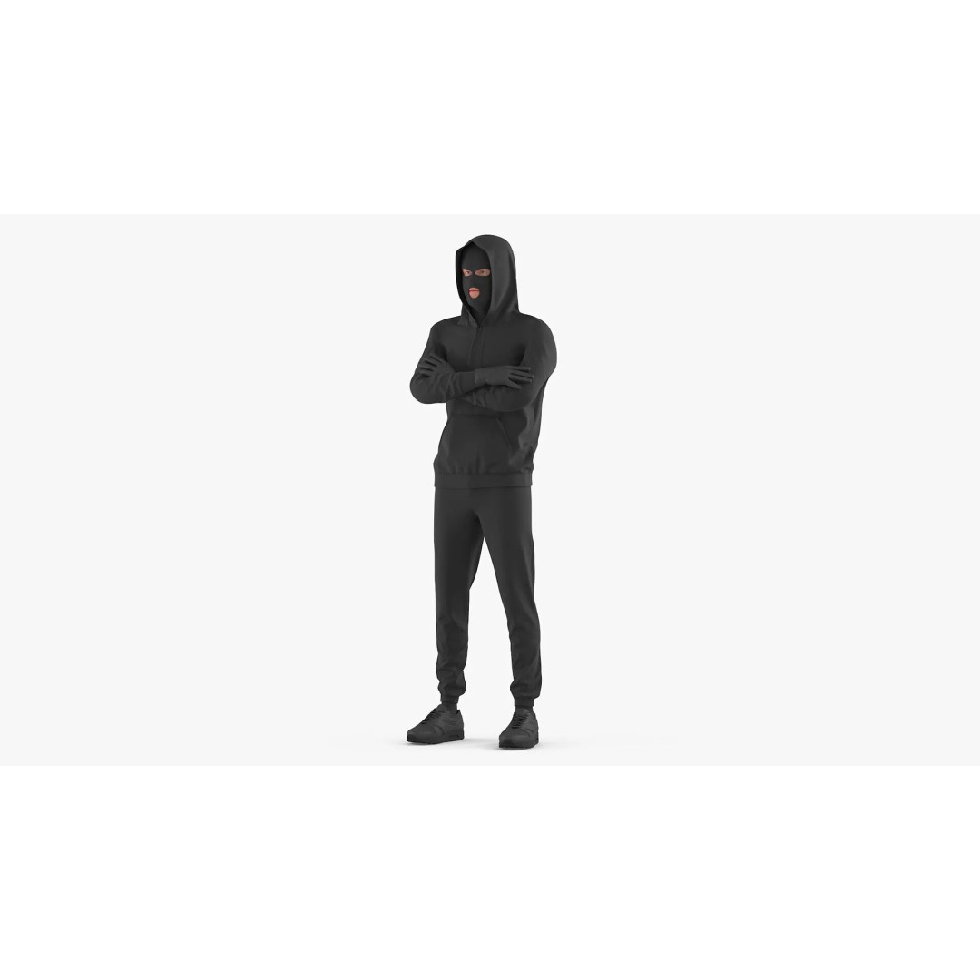 Masked Burglar Character 3D Model – High Poly Game Asset, PBR - View 2