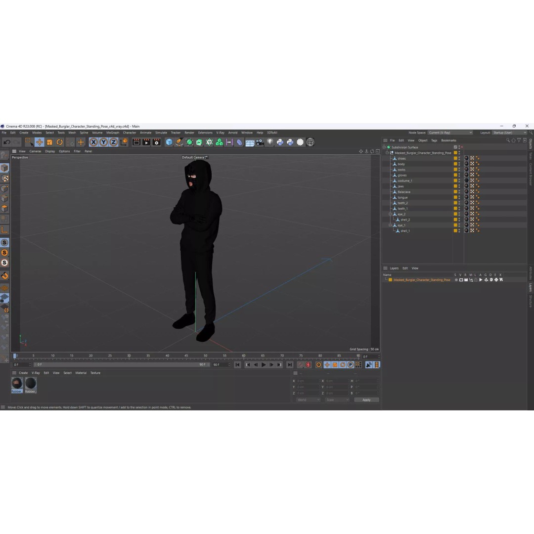 Masked Burglar Character 3D Model – High Poly Game Asset, PBR - View 21