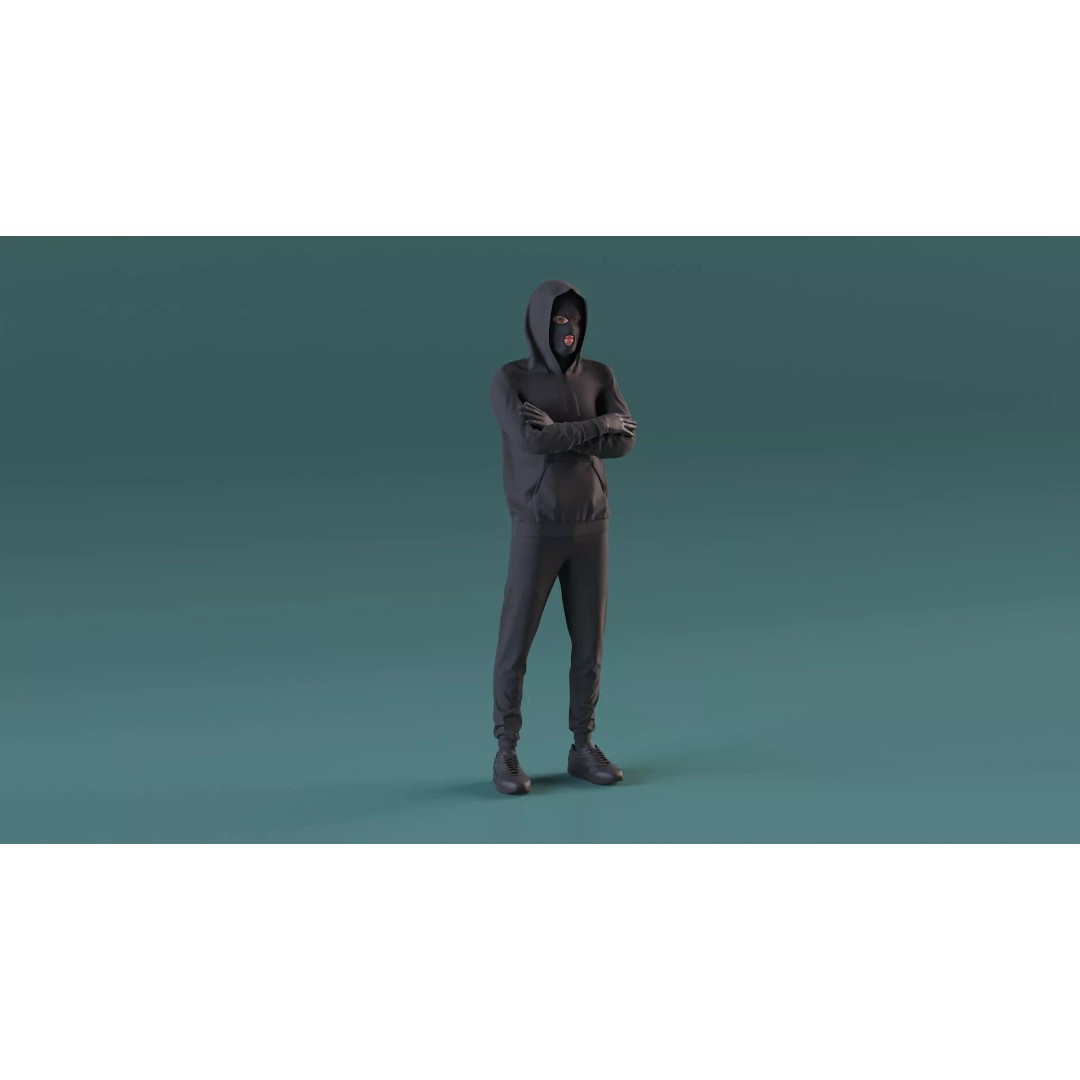 Masked Burglar Character 3D Model – High Poly Game Asset, PBR - View 5