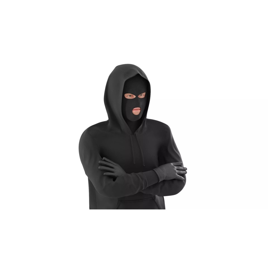 Masked Burglar Character 3D Model – High Poly Game Asset, PBR - View 9