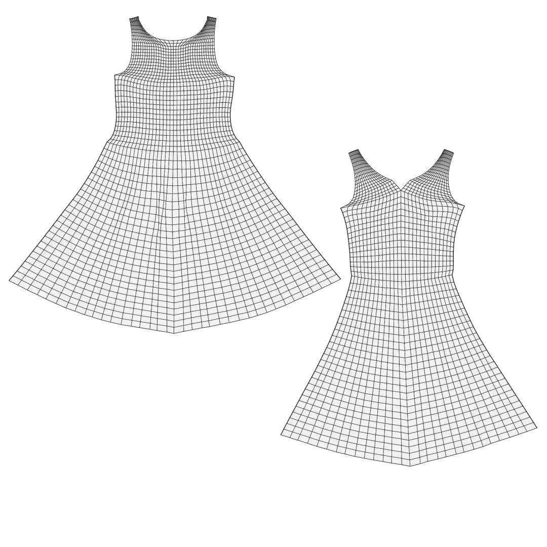 Dress 3D Model – Low Poly Platinum Emboss Weave, FBX