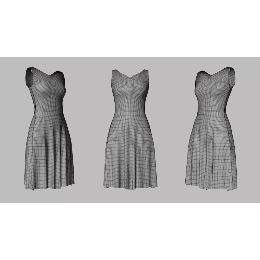 Dress 3D Model – Low Poly Platinum Emboss Weave, FBX - View 10