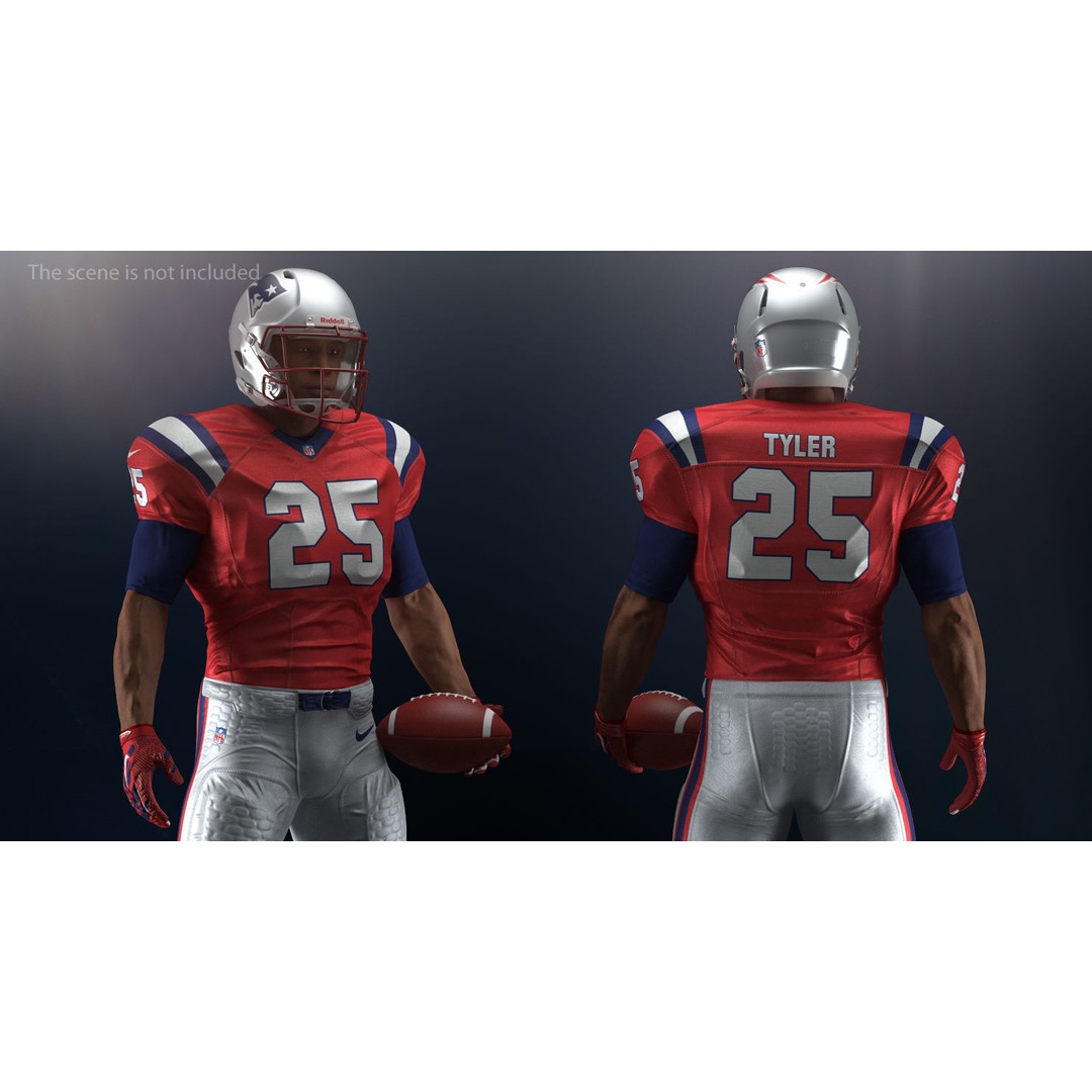 New England Patriots American Football Player 3D Model – Rigged Character, FBX - View 4