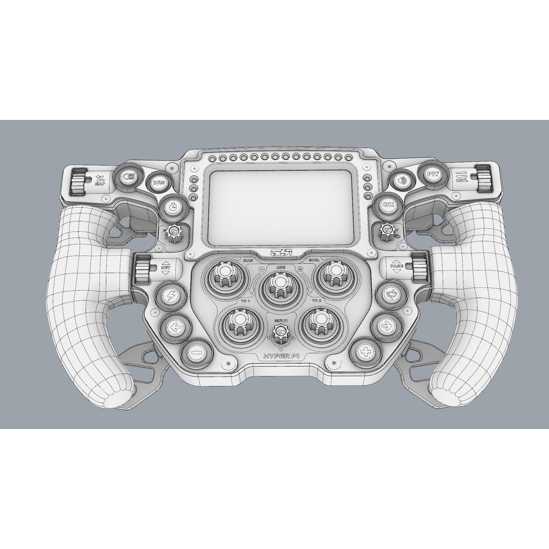 Gomez Sim Industries Hyper P1 Steering Wheel 3D Model – High Detail Racing Asset, FBX, OBJ