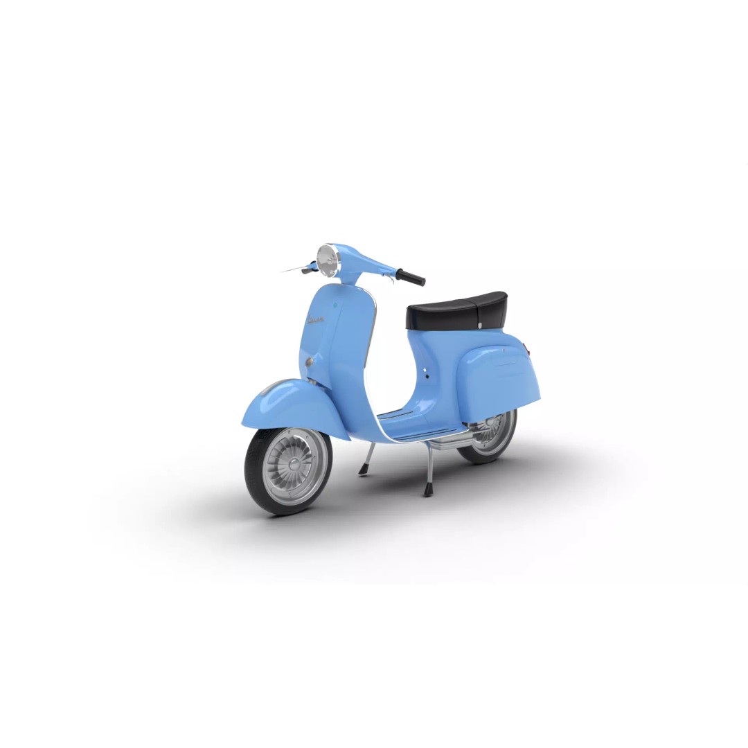 Vespa 125 1967 3D Model – High Poly PBR Rigged Asset, FBX, OBJ - View 2