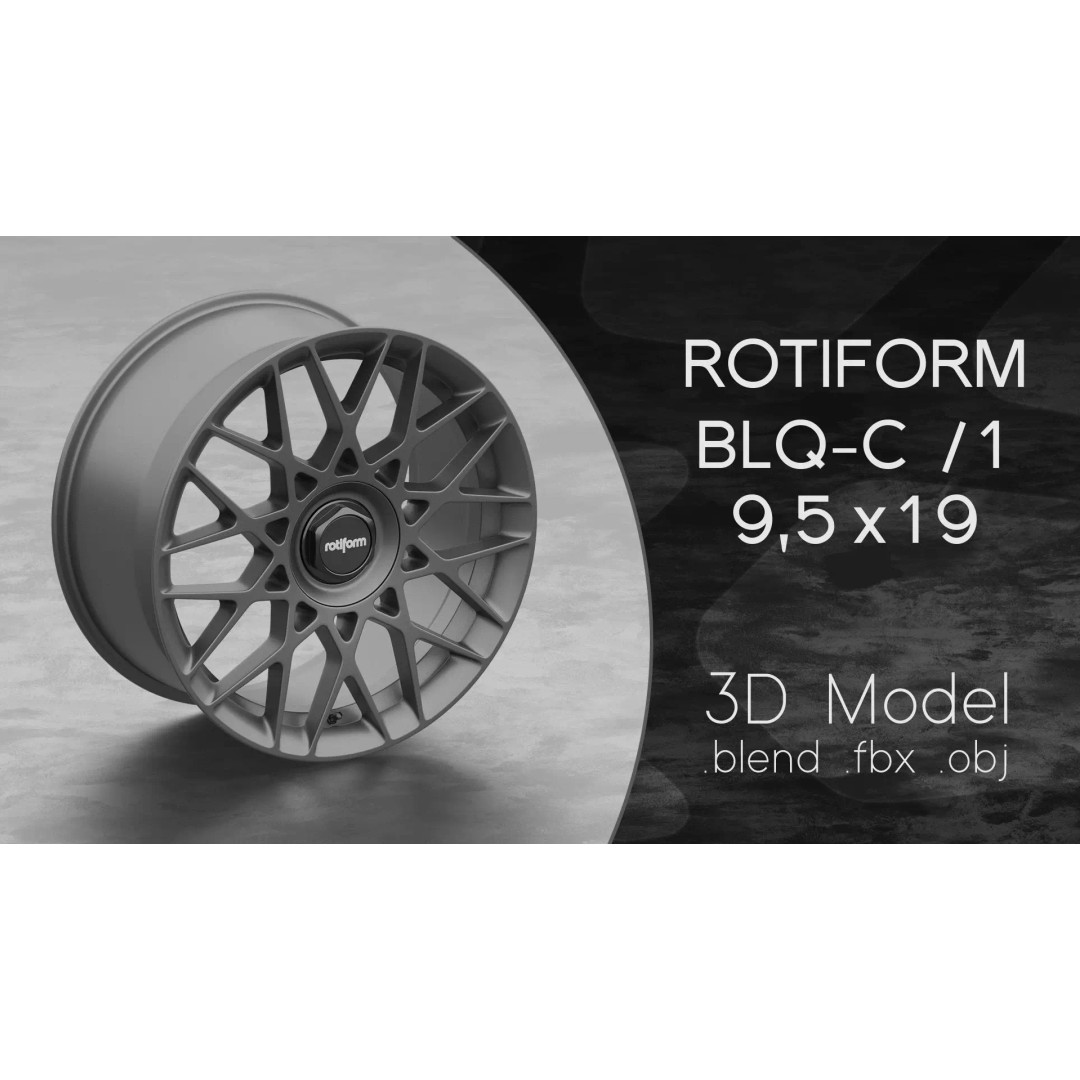 Rotiform BLQ-C Option 1 Wheel 3D Model – High Poly PBR Asset, FBX, OBJ - View 2