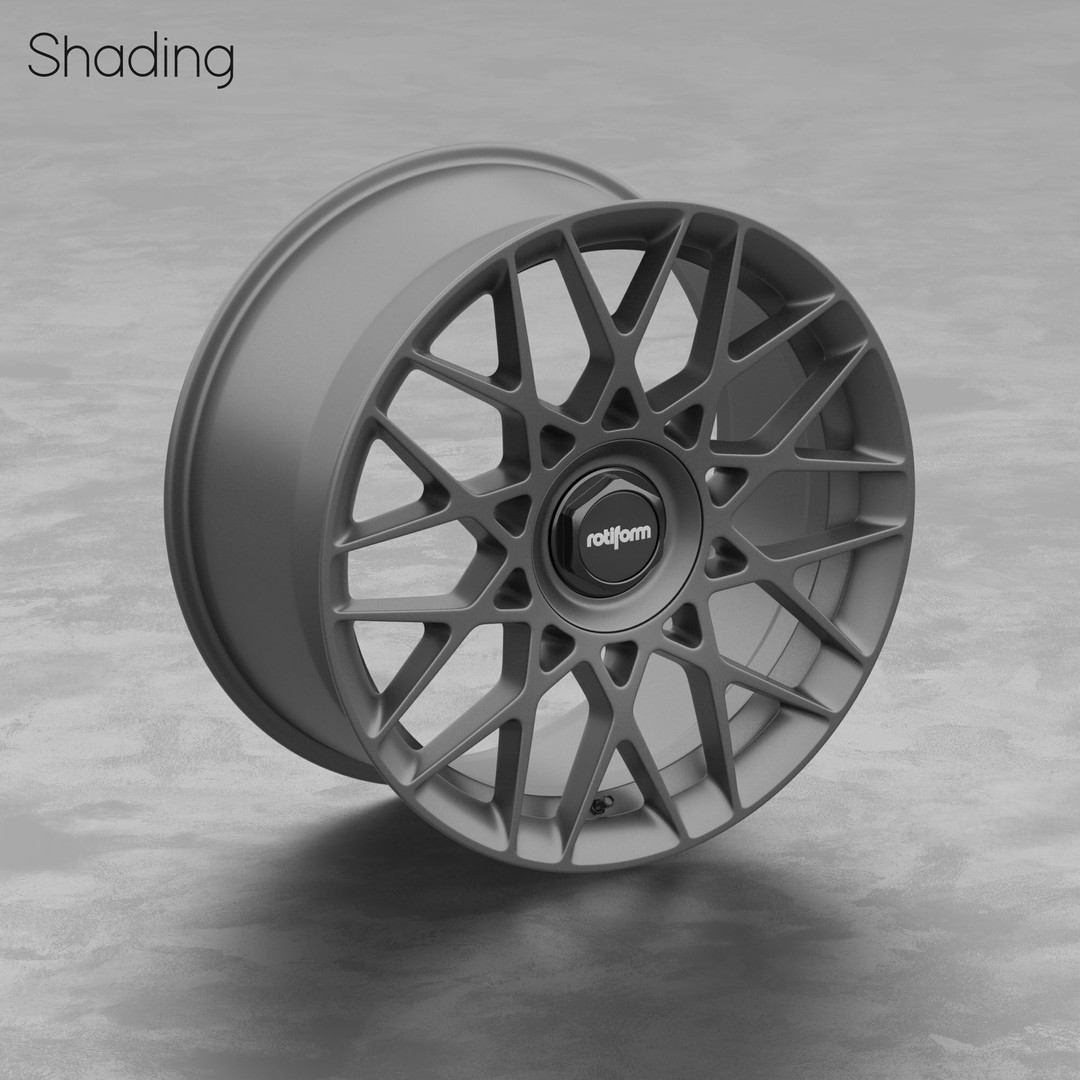 Rotiform BLQ-C Option 1 Wheel 3D Model – High Poly PBR Asset, FBX, OBJ - View 6