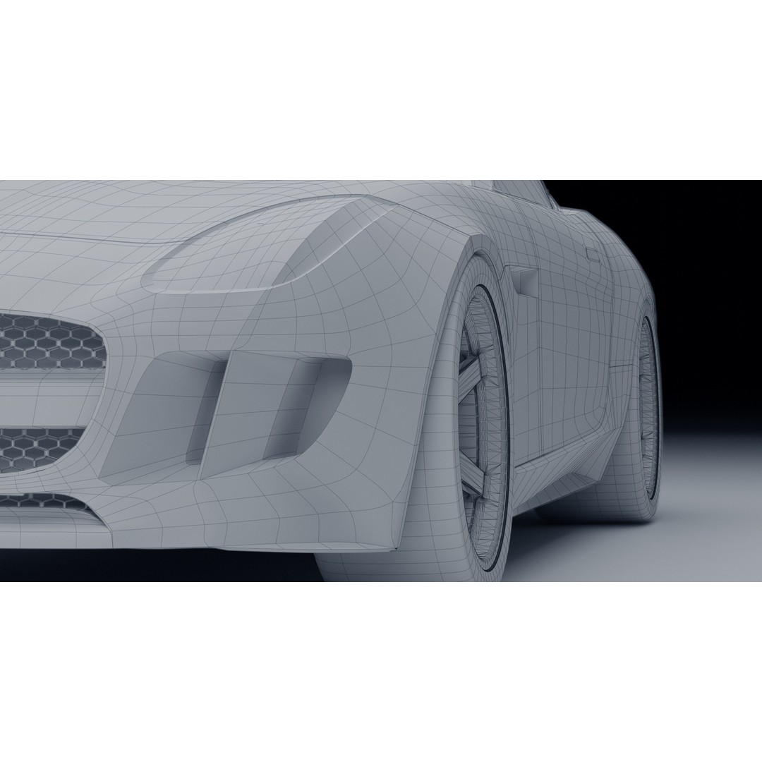 Jaguar F-Type Coupe 3D Model – Low Poly Game Asset, FBX, OBJ