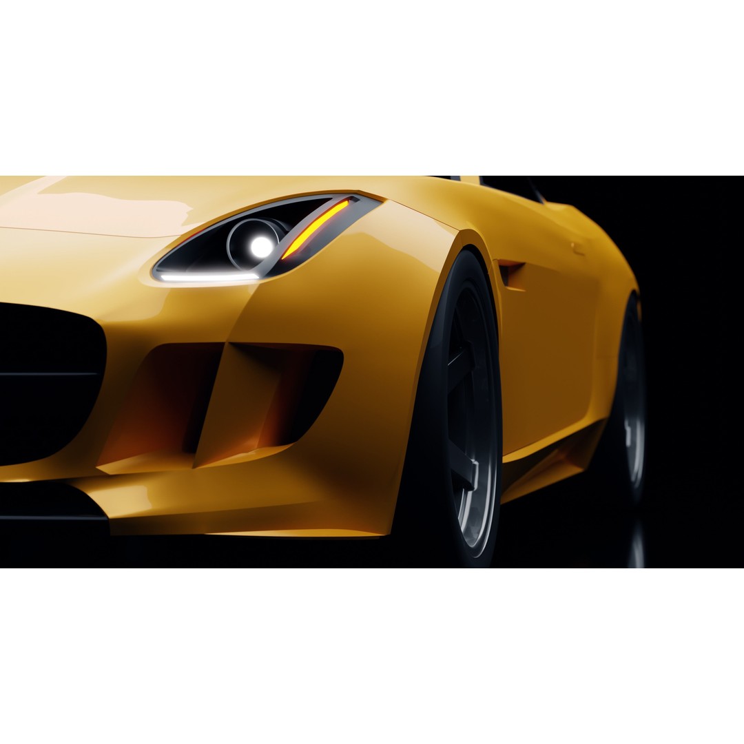 Jaguar F-Type Coupe 3D Model – Low Poly Game Asset, FBX, OBJ - View 12