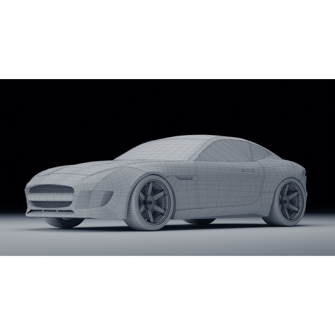 Jaguar F-Type Coupe 3D Model – Low Poly Game Asset, FBX, OBJ - View 13