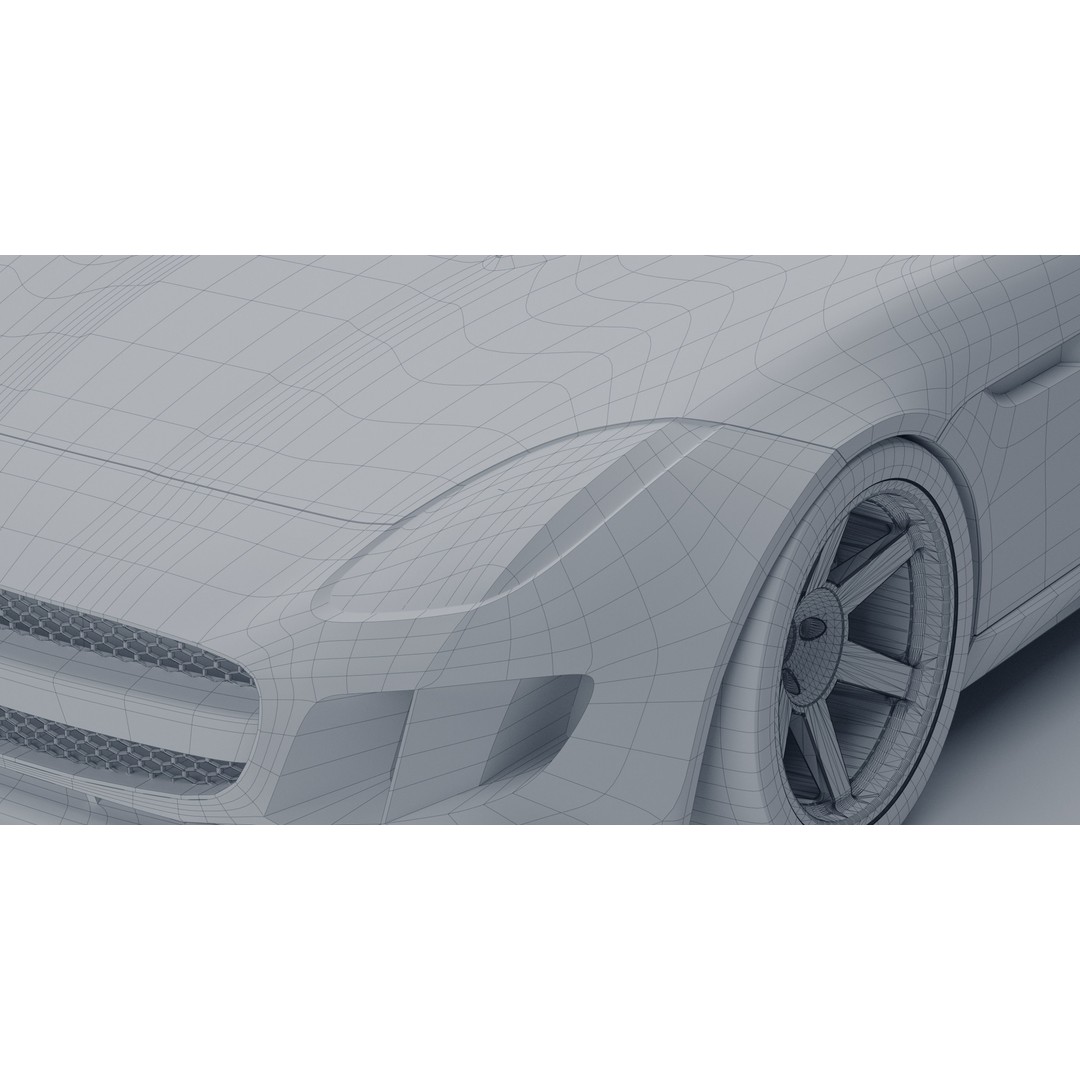 Jaguar F-Type Coupe 3D Model – Low Poly Game Asset, FBX, OBJ - View 14