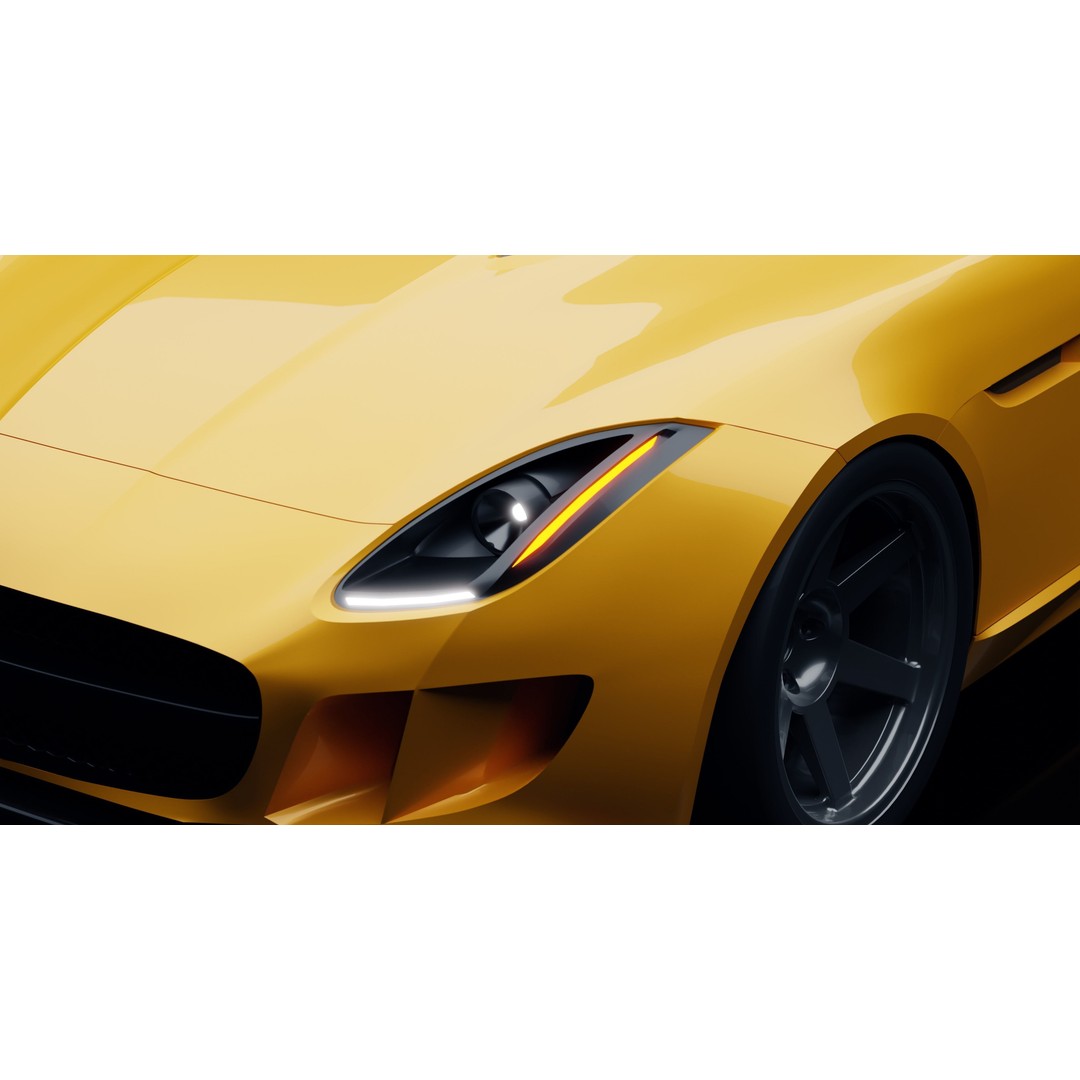 Jaguar F-Type Coupe 3D Model – Low Poly Game Asset, FBX, OBJ - View 4