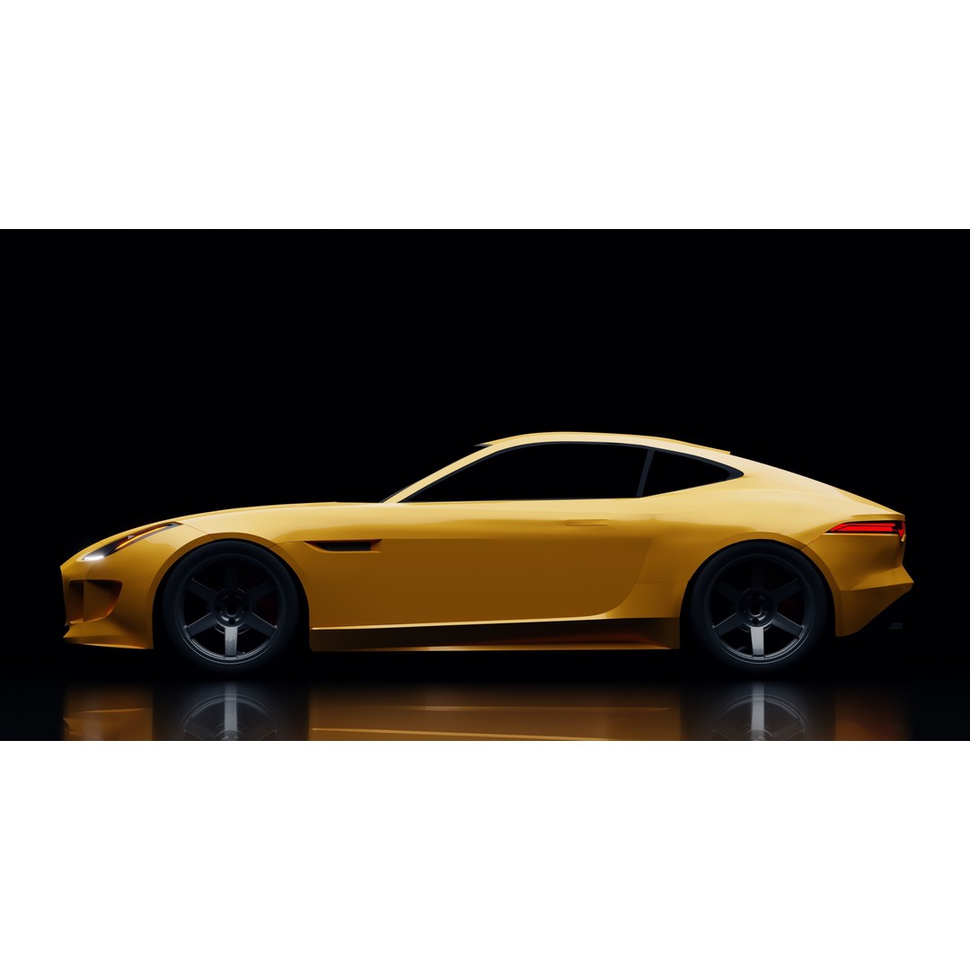 Jaguar F-Type Coupe 3D Model – Low Poly Game Asset, FBX, OBJ - View 5
