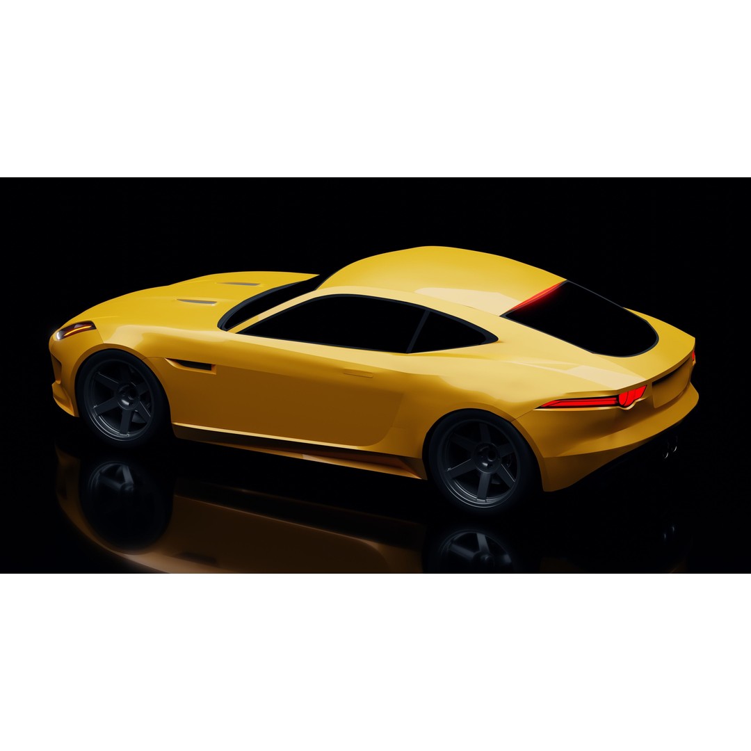 Jaguar F-Type Coupe 3D Model – Low Poly Game Asset, FBX, OBJ - View 6
