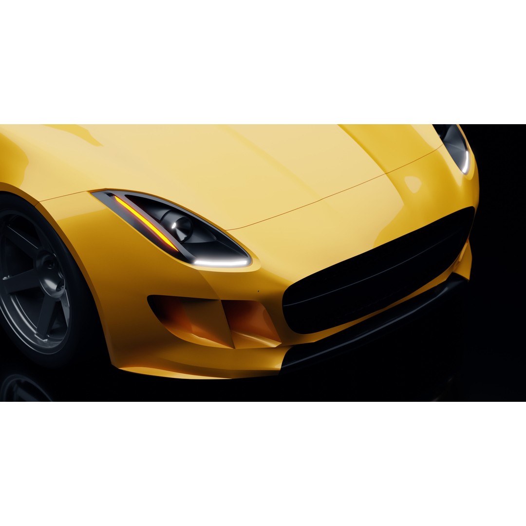 Jaguar F-Type Coupe 3D Model – Low Poly Game Asset, FBX, OBJ - View 9