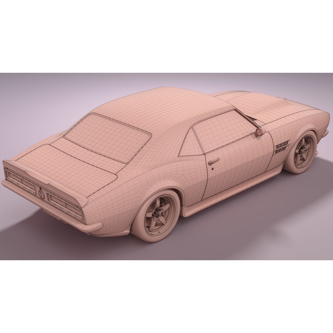 Generic Muscle Car 3D Model – Classic Coupe with PBR Textures, FBX, Blender