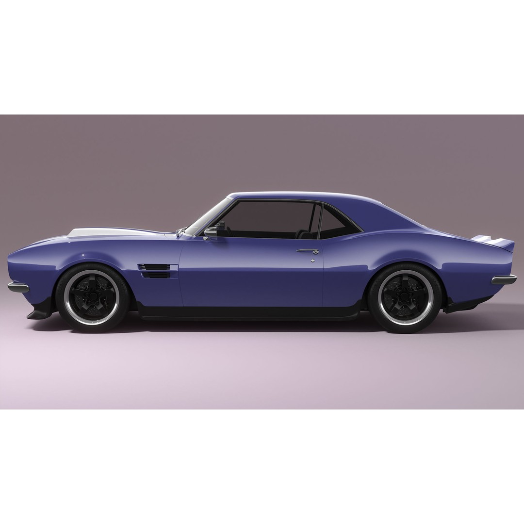 Generic Muscle Car 3D Model – Classic Coupe with PBR Textures, FBX, Blender - View 10