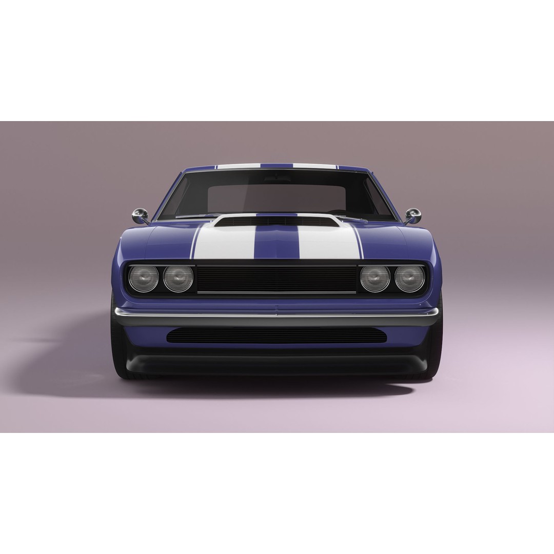 Generic Muscle Car 3D Model – Classic Coupe with PBR Textures, FBX, Blender - View 11