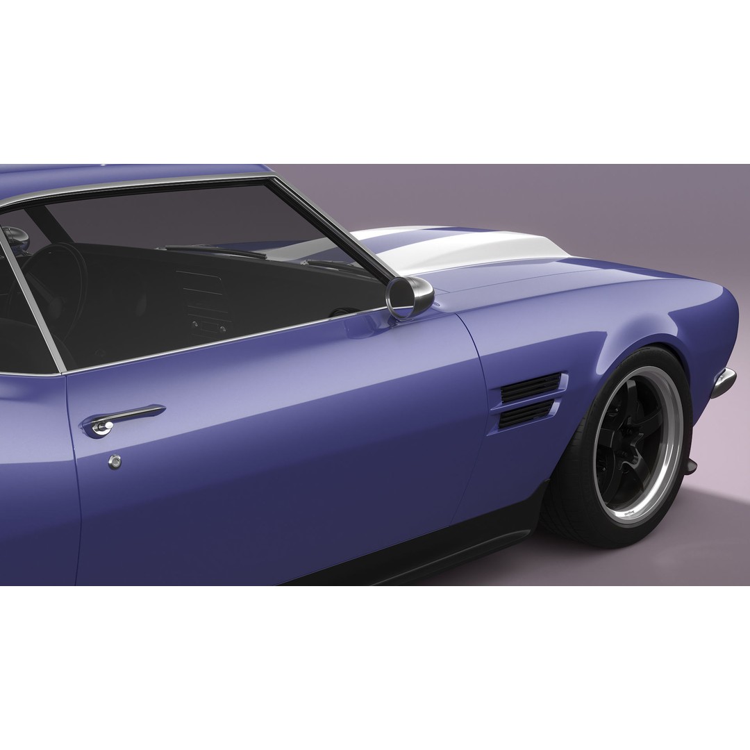 Generic Muscle Car 3D Model – Classic Coupe with PBR Textures, FBX, Blender - View 15