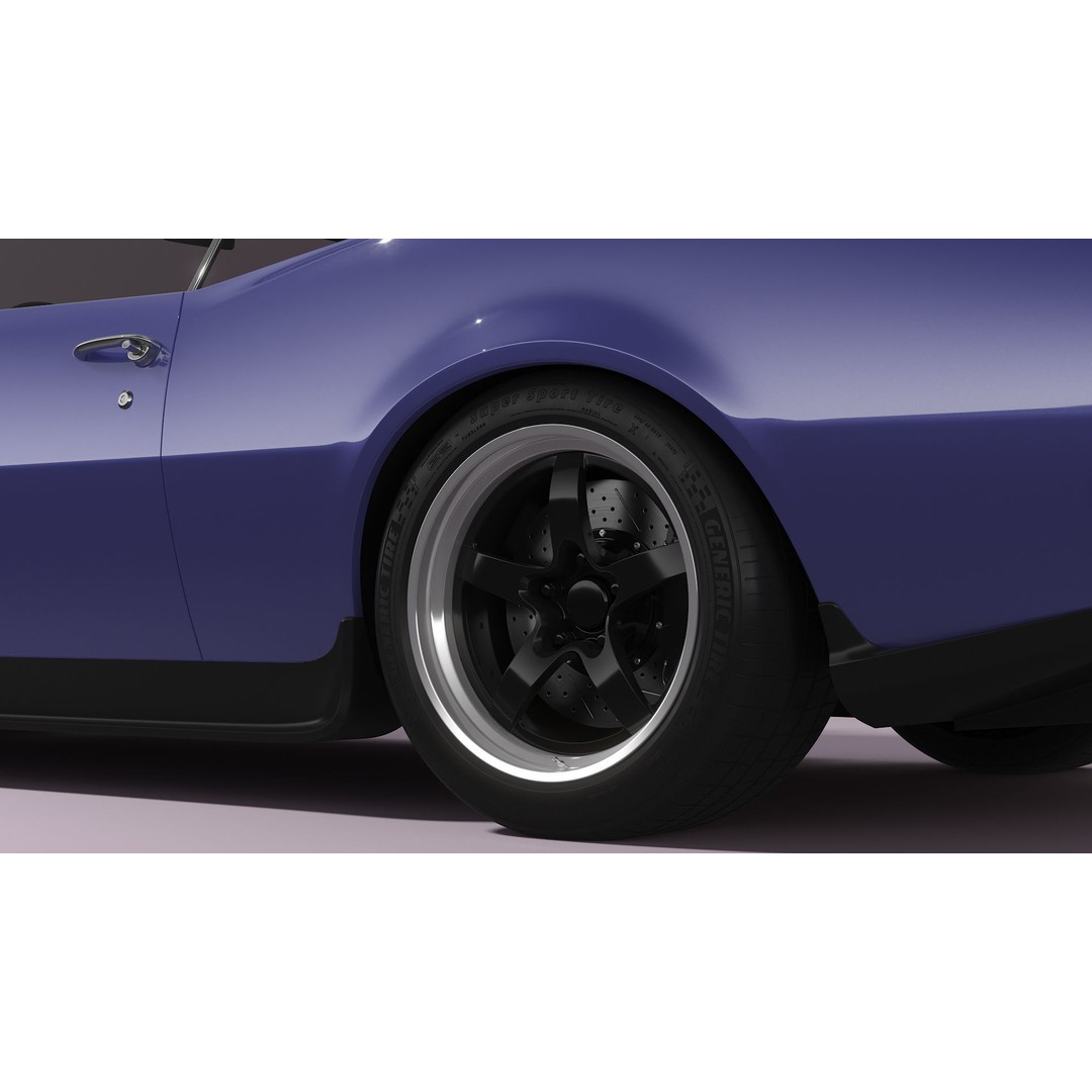 Generic Muscle Car 3D Model – Classic Coupe with PBR Textures, FBX, Blender - View 17