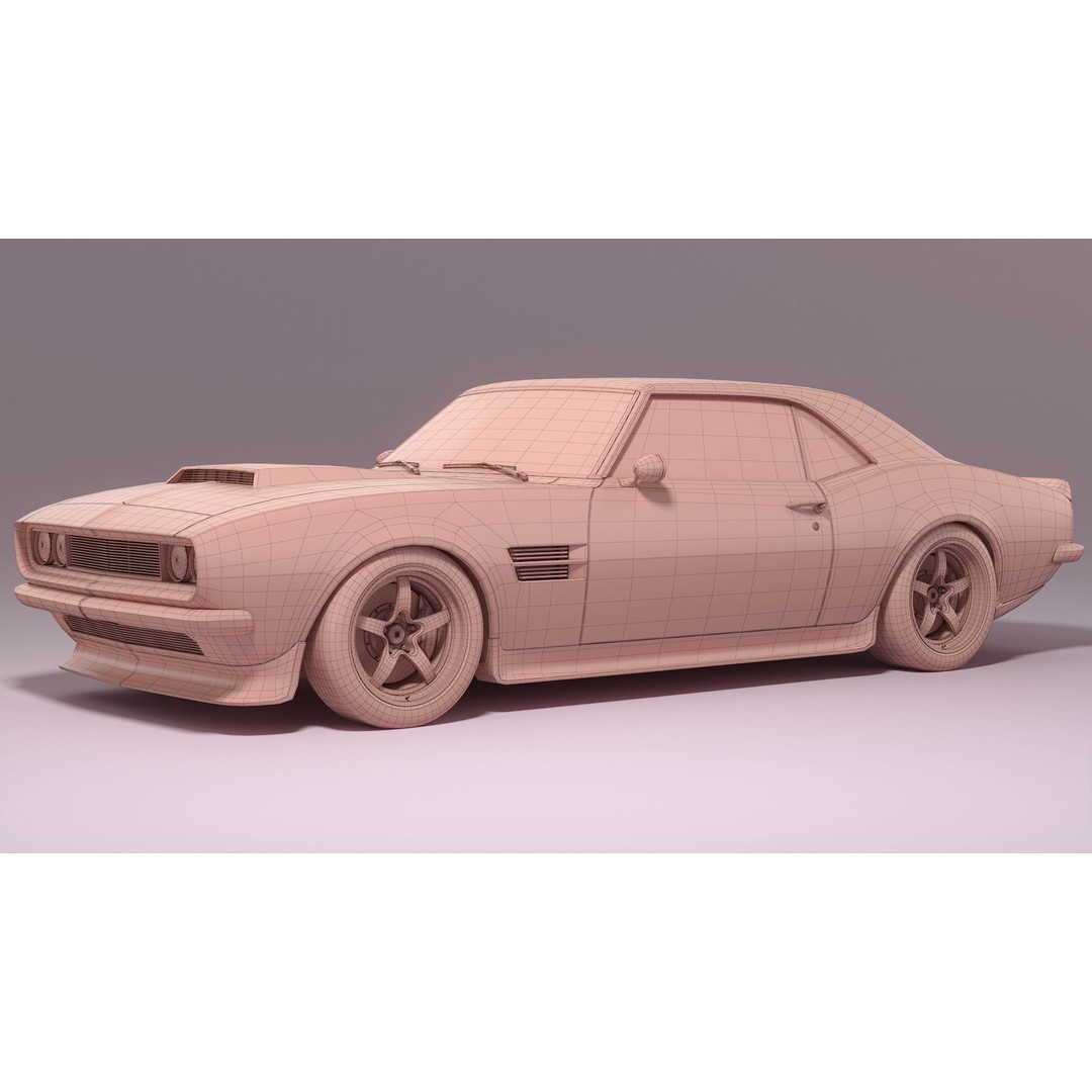 Generic Muscle Car 3D Model – Classic Coupe with PBR Textures, FBX, Blender - View 19