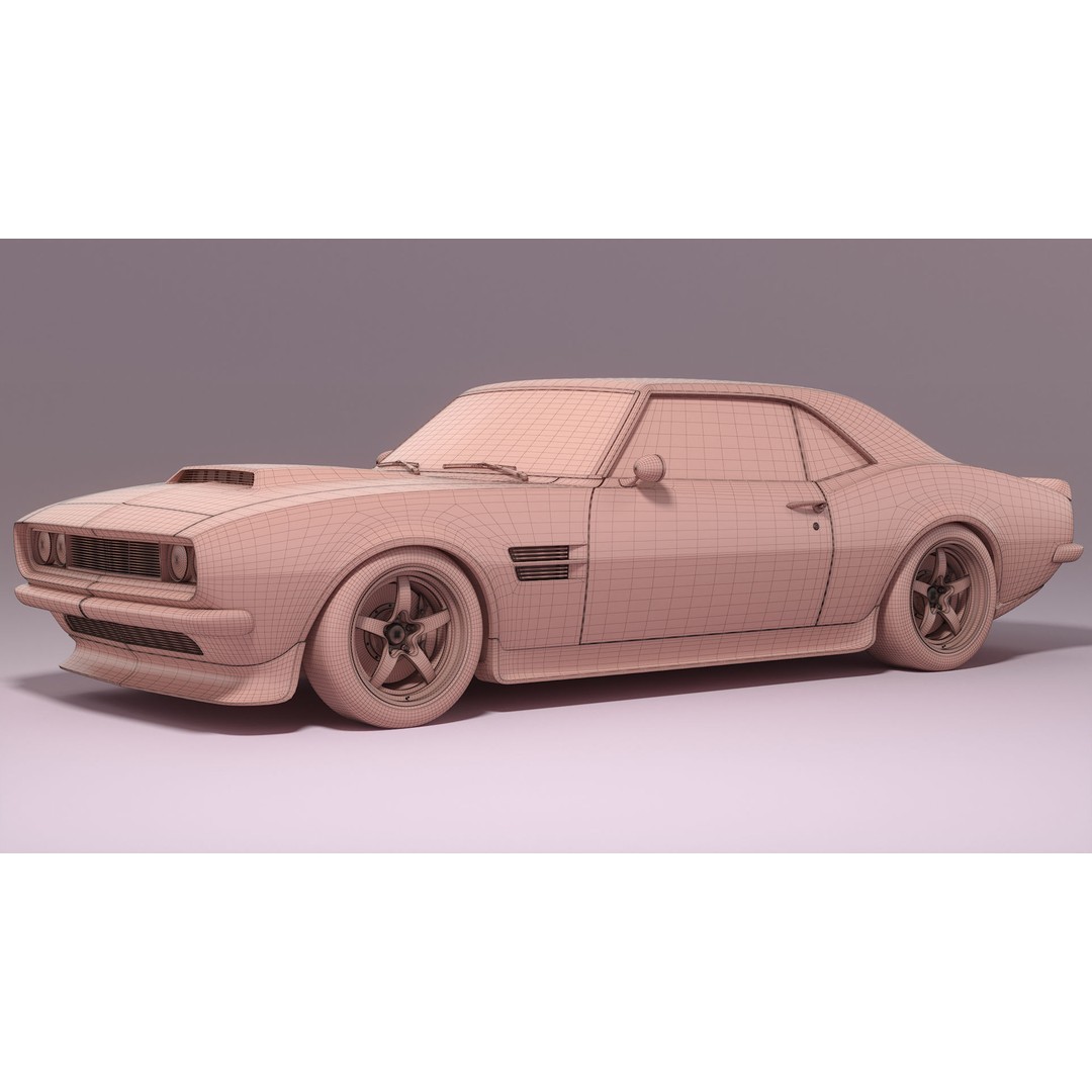 Generic Muscle Car 3D Model – Classic Coupe with PBR Textures, FBX, Blender - View 21